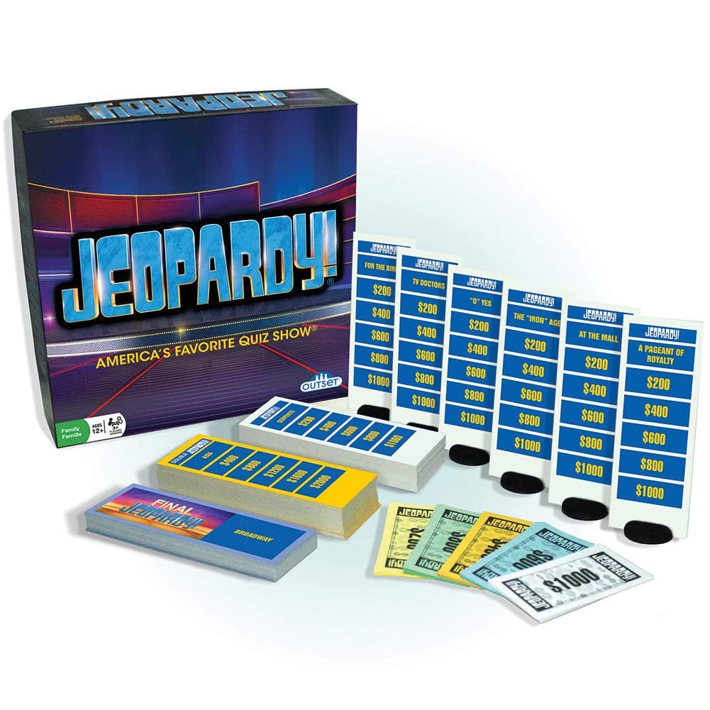 Jeopardy Board Game - America's Favorite Quiz Show Party Game - Features 180 Cards, 6 Stands, And Play Money (Ages 12+)