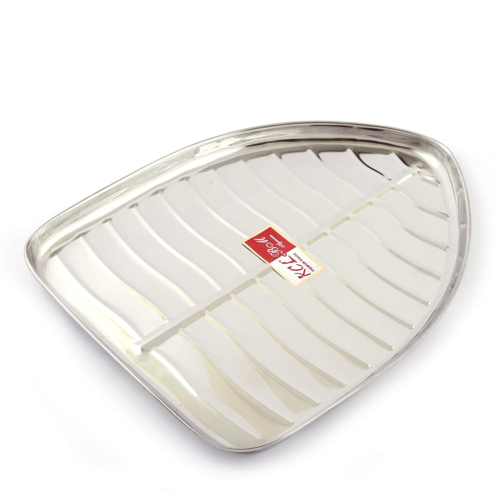 KCLStainless Steel Leaf Shaped Banana Plates/Dinner Plates/Lunch Plates- 1 Unit (Diameter -21 Cms)