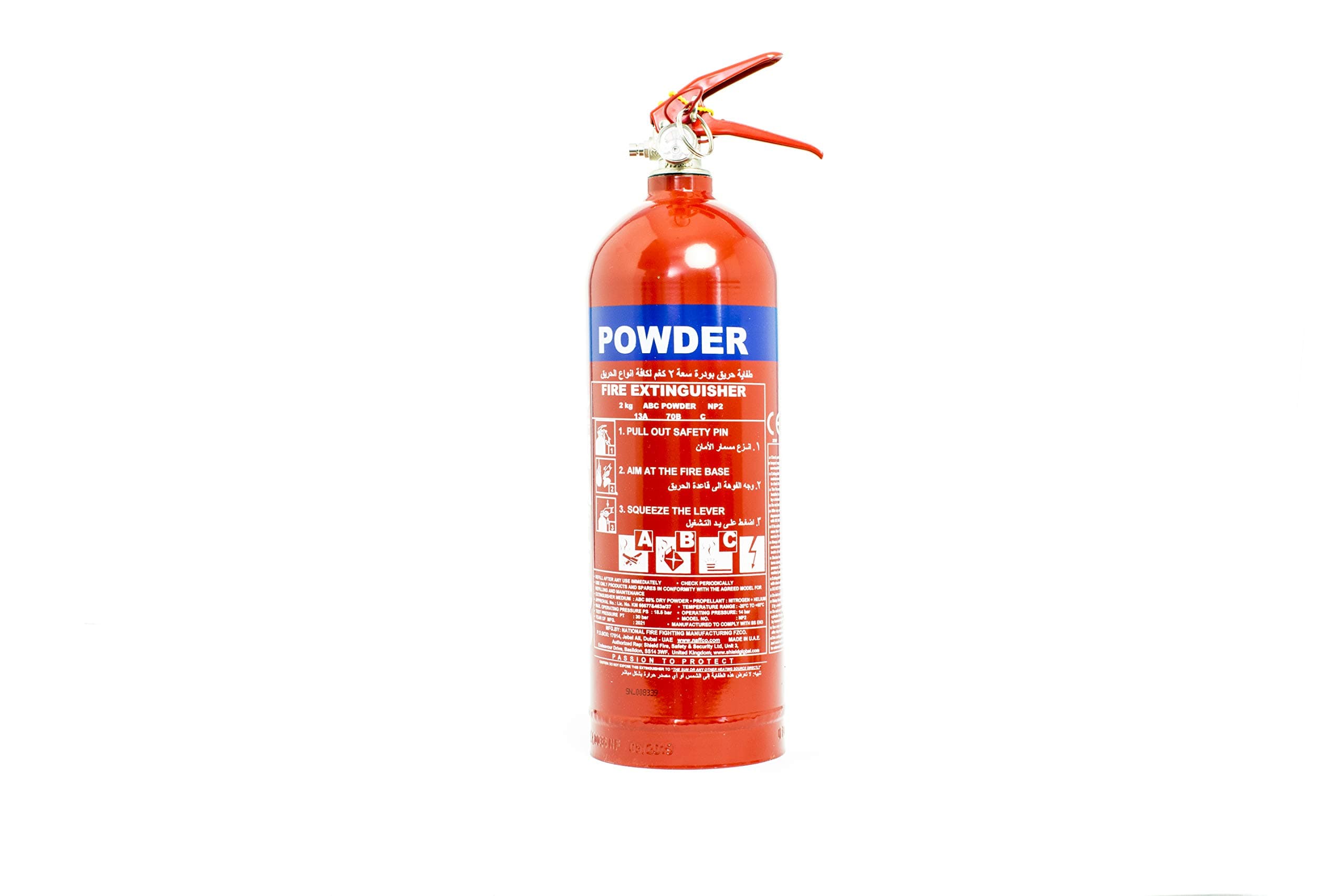 NAFFCO Portable Powder Fire Extinguisher - Civil Defense Approved - 2KG