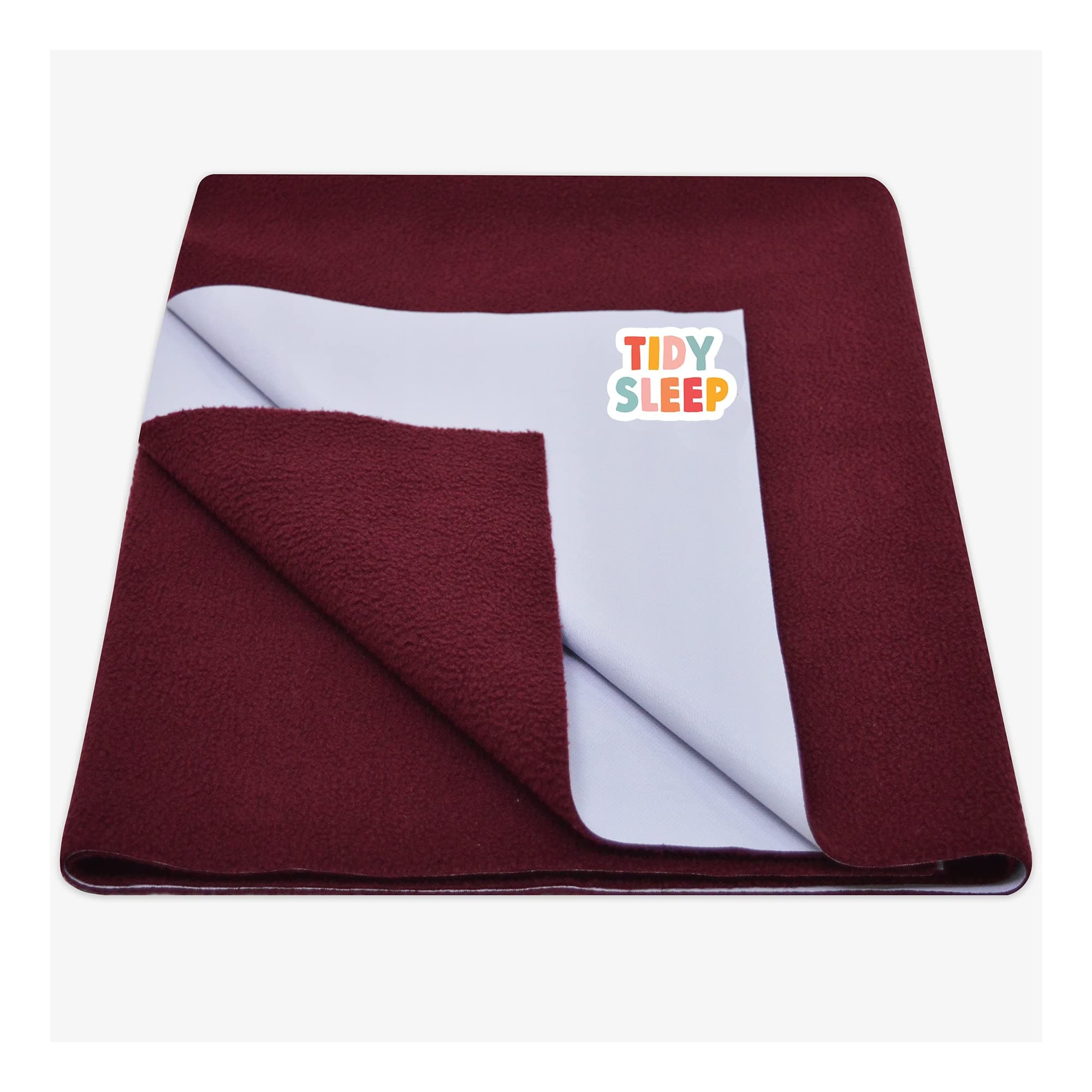 Tidy Sleep Instadry Anti-Piling Fleece Extra Absorbent Quick Dry Sheet for New Born Babies, Cotton Bed Protector Mattress Pack of 1 Maroon Medium (100x70) cm