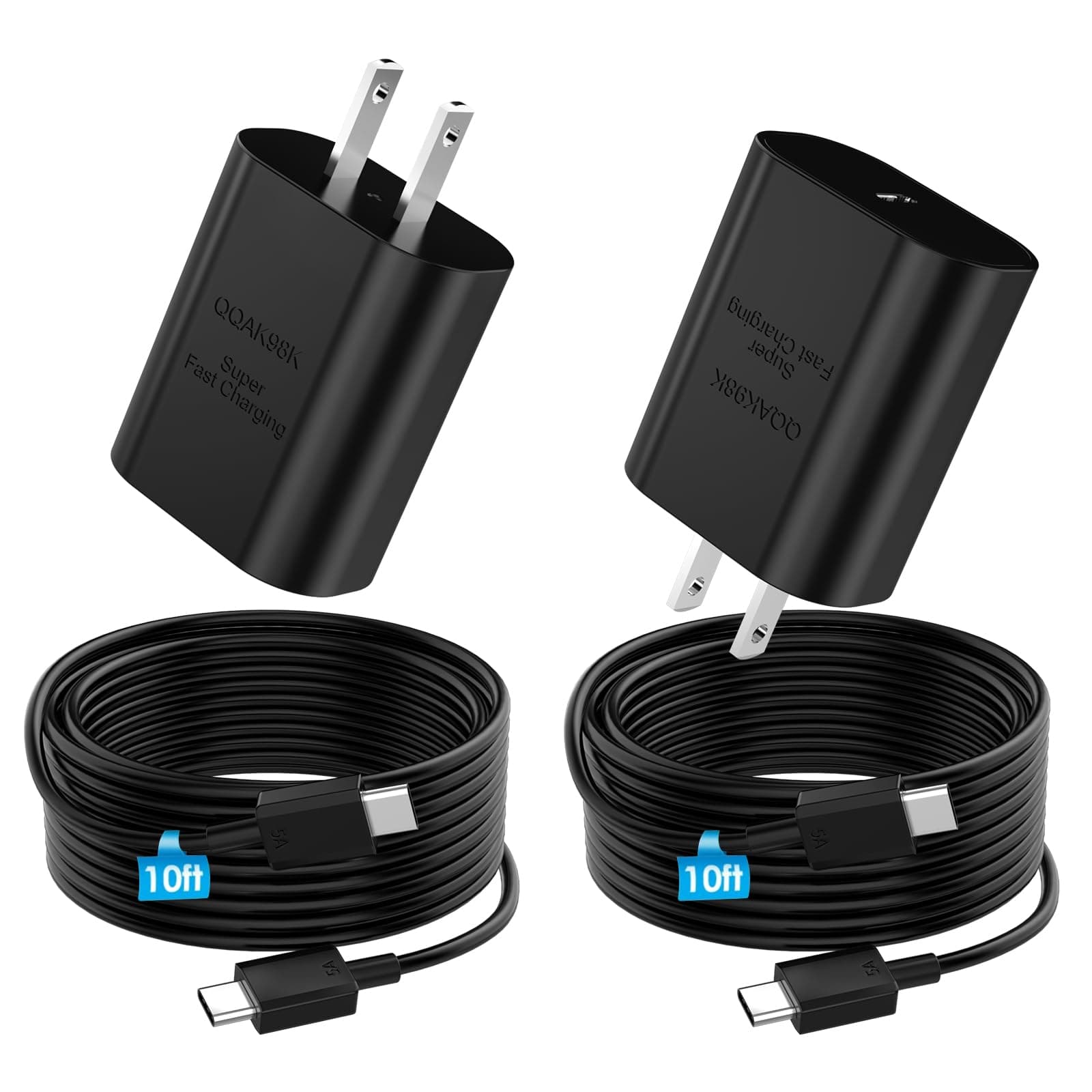 Super Fast Charger Type C, 25W PD USB C Wall Charger Fast Charging with 10FT Long Type C Charger Cable for Samsung Galaxy S25/ S24/ S23/ S22/ S21 Plus/Ultra/ Note20