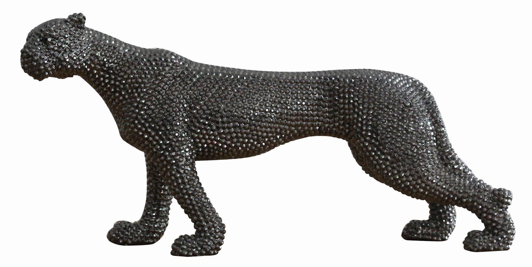 Contemporary Statue Panther Black Beaded Texture – Stylish Design