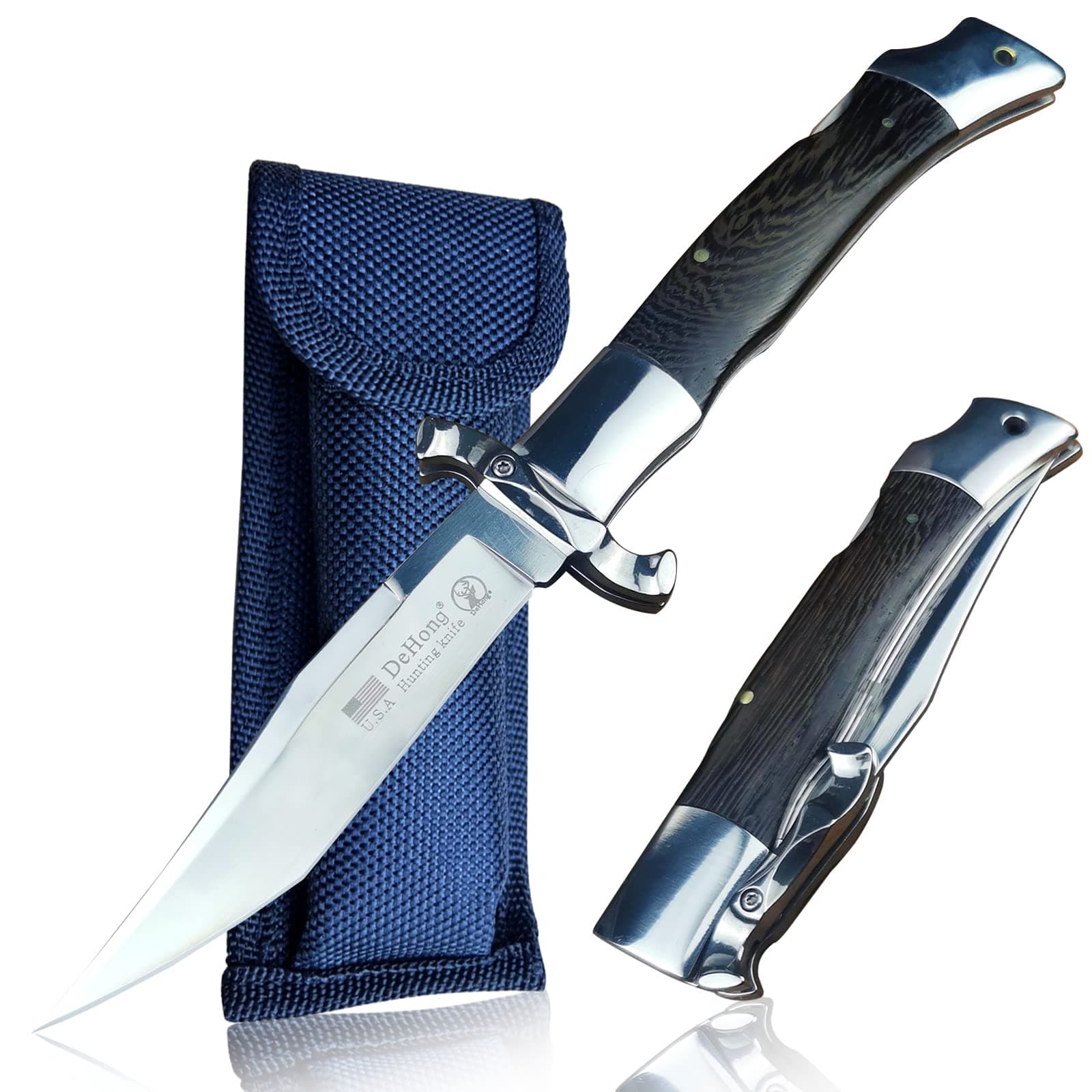 ( DeHong hunting folding knife, folding pocket knife, wilderness camping survival and indoor EDC tool knives