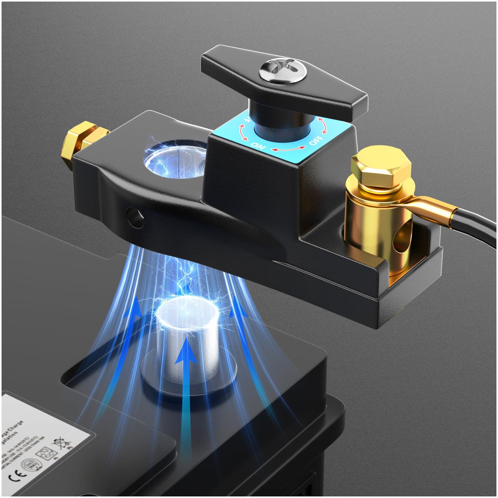 Battery Disconnect Switch, Heavy Duty Battery Shut Off Switch, General High Current Master Battery Power Cut Isolator Kill Switch, Battery Kill Switch for Car, RV and Boat (1)