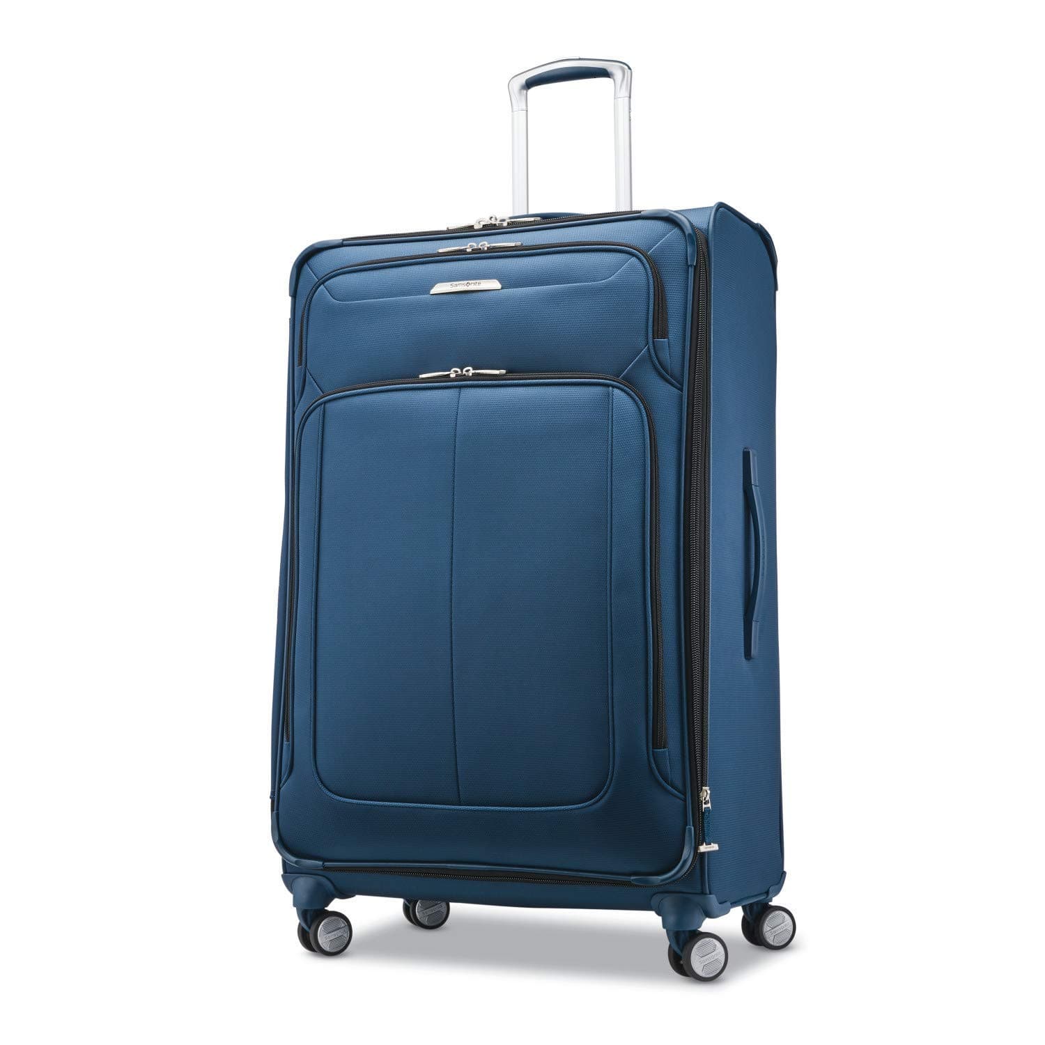 Solyte DLX Softside Expandable Luggage with Spinner Wheels, Mediterranean Blue, Checked-Large 29-Inch