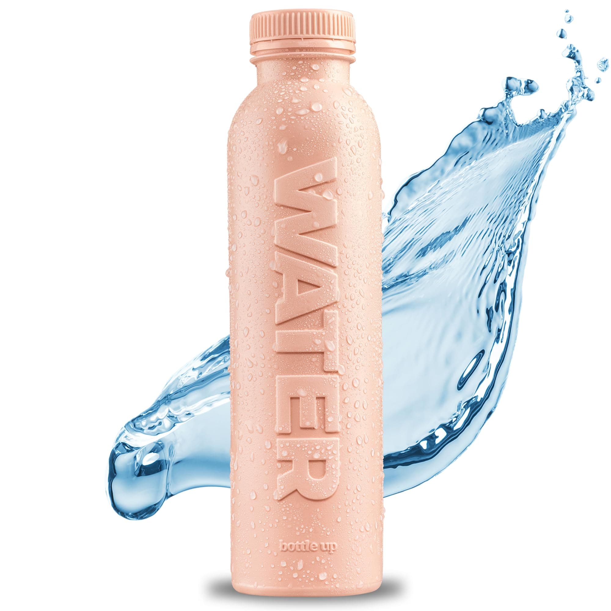 – Reusable BPA Free Water Bottle 500ml — Prefilled With Pure Still Water | Plant-Based Sports Bottle Made From Cane Sugar (Champagne Pink)