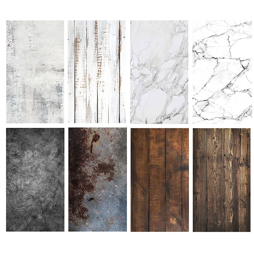 Backdrop for Food Photography Set 4pcs 34x21inches/54x84cm Flat Lay Background Double Sided for Photo Studio Product Jewelry Tabletop Blogger Pictures Props, 8 Patterns