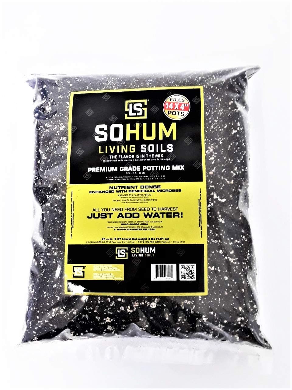 SOHUM Living Soils. 4 Lb. Bag. Just Add Water! High Times Award Winner. from Seed to Harvest, Nothing Else to Buy, Nothing to Mix. Enough to Fill 14-4" pots.