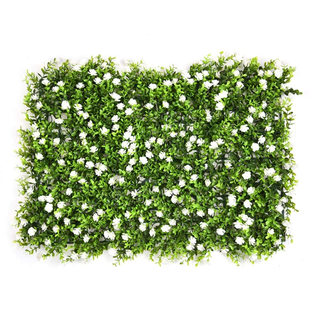SNIIA Artificial Hedge with Flowers Faux Greenery Privacy Screens Green Hedge Backdrop Plastic Garden Fake Fence Mat Panel Trellis Wall Decoration,60 x 40cm…