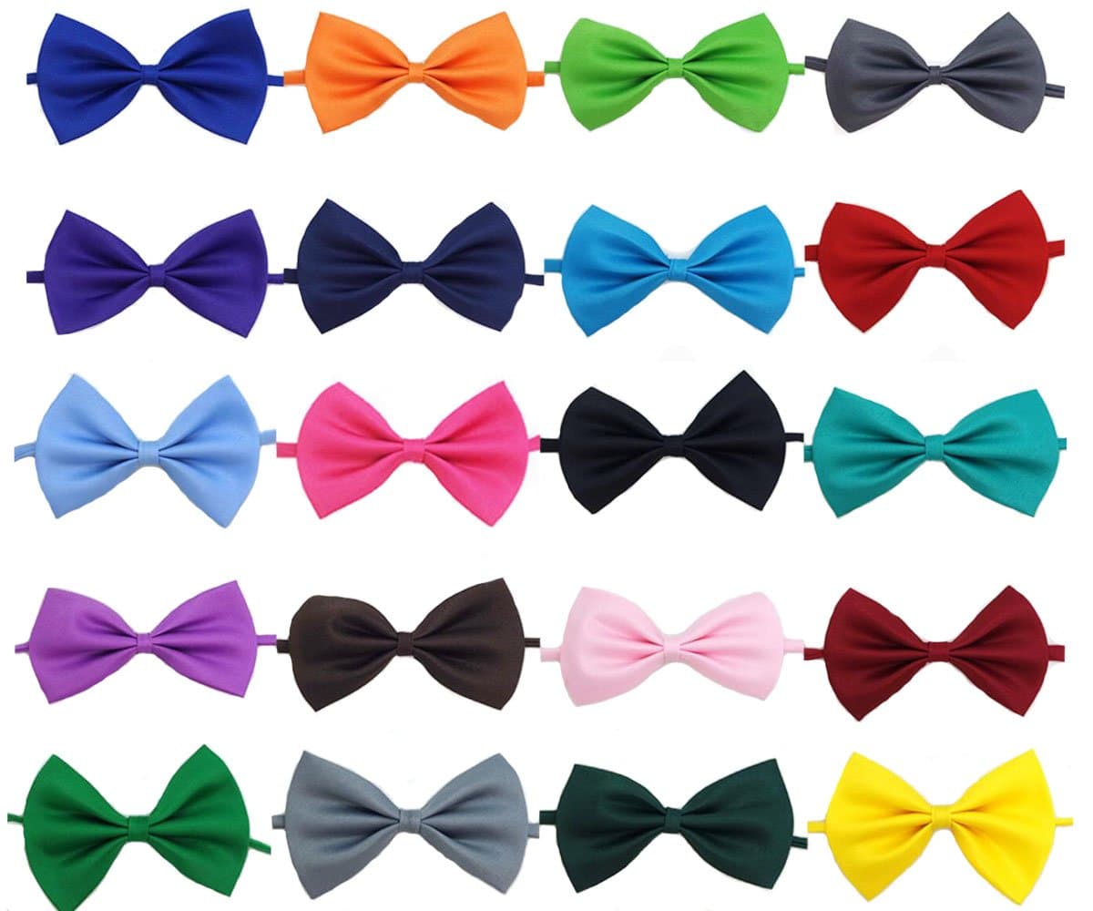Solid Color Adjustable Boys Kids Bow Tie Collection - 20 Mixed Color/20pcs