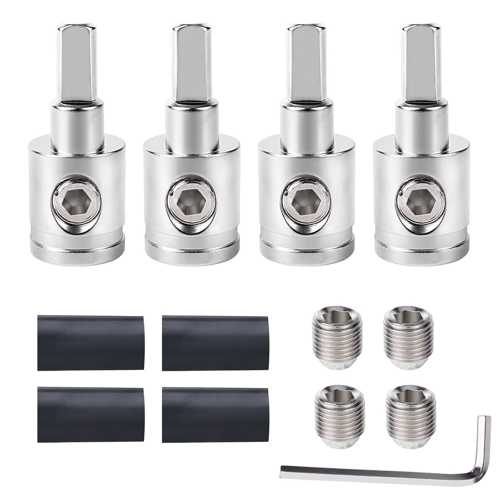 4PCS Heavy-Duty Car Stereo Audio Wire Reducer - 0 Gauge to 4 Gauge for Amp Input, AWG Pin Power & Ground Connection