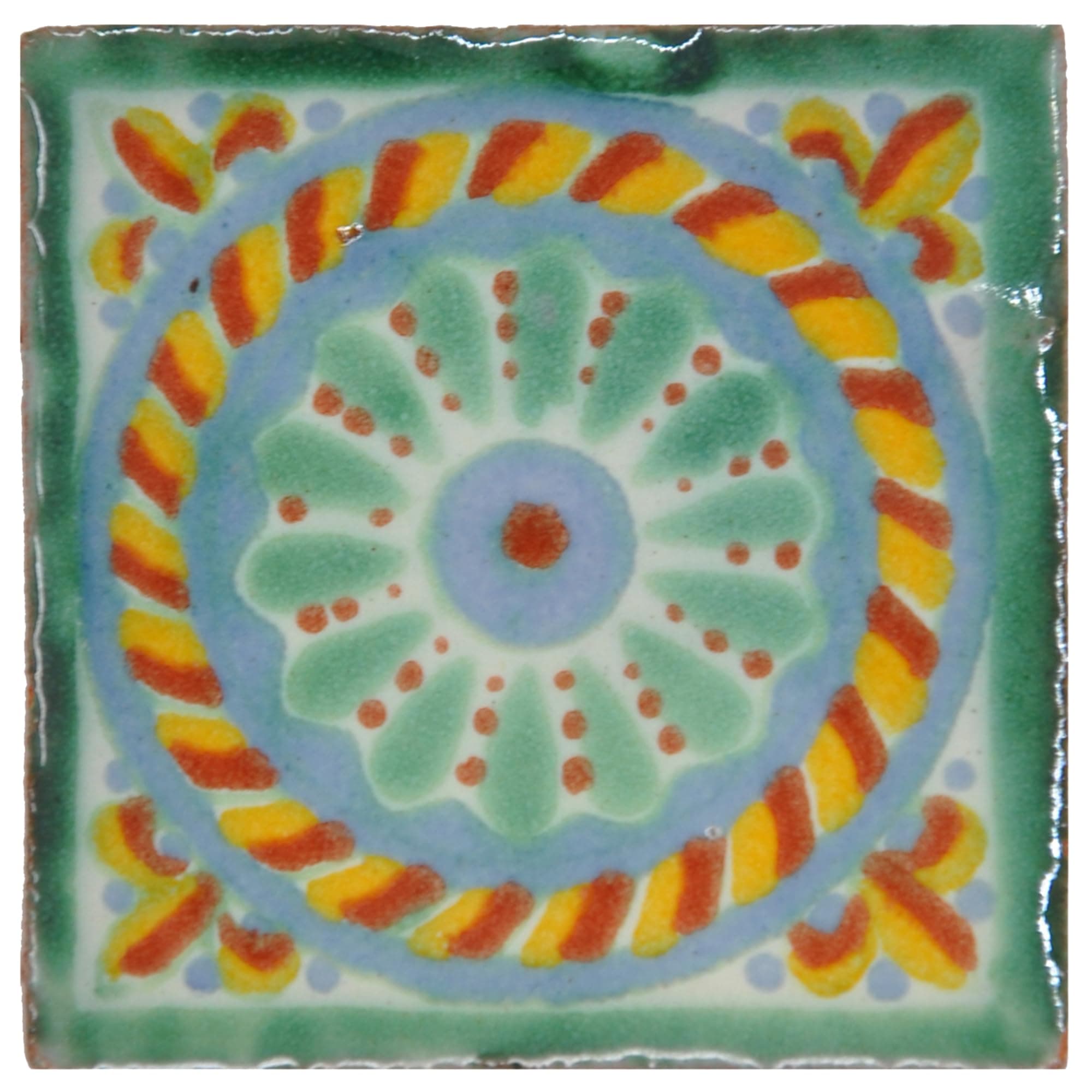 Tumia LAC Handmade Mexican Talavera Tile - Authentic Style Quinta Ceramic Tiles for Crafts, Backsplashes and Home Improvement - 10 Pack