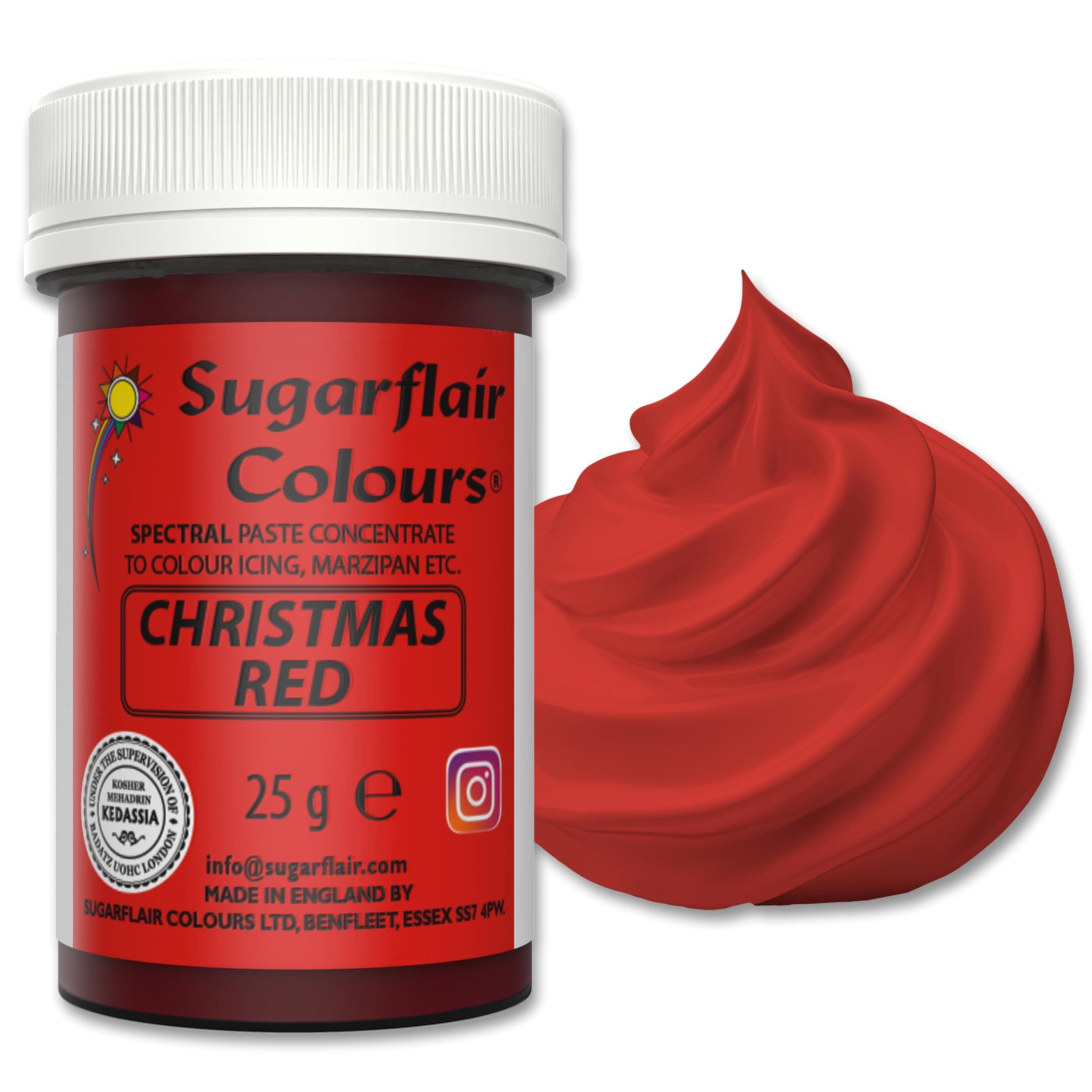 Valentines day, Red Sugarflair Spectral concentrated paste, Food Colouring, cake decoration- Chrsitmas Red. by Culpitt