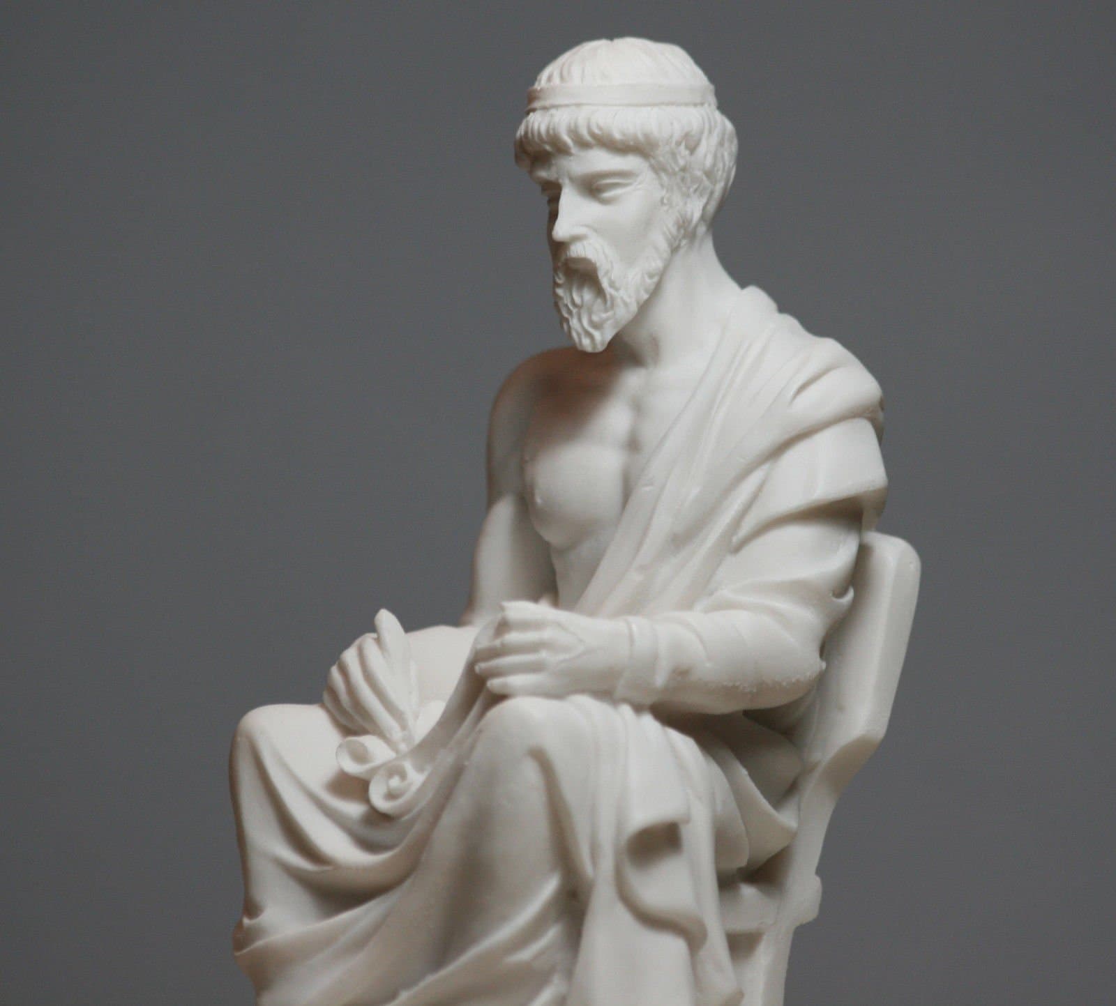 Greek Philosopher Plato Alabaster Statue Sculpture Athens Academy 6.7 inches