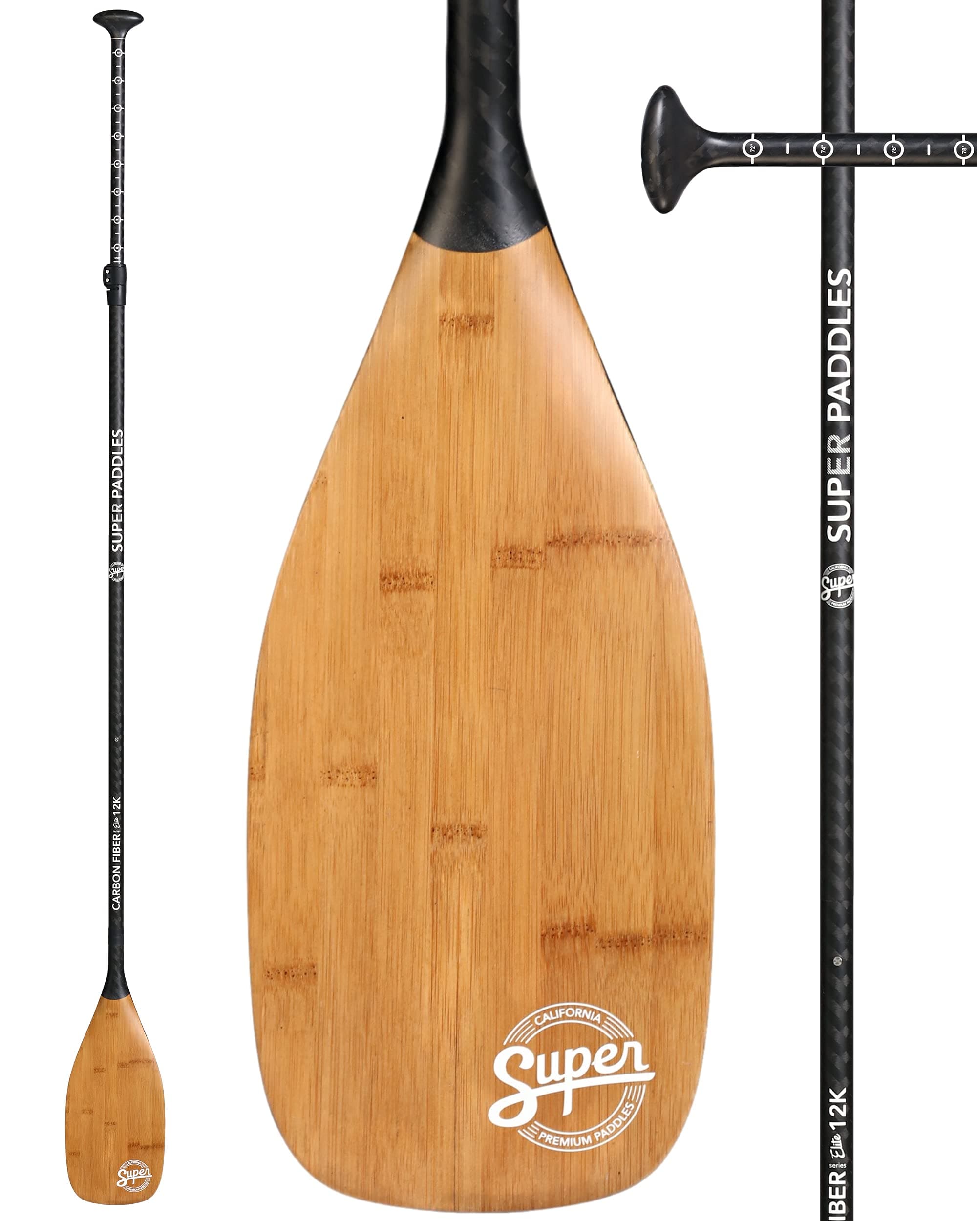 SUP Paddle - Carbon Fiber & Fiberglass Paddles - 3 Piece Adjustable Paddle Board Paddles w/Carbon Fiber or Fiberglass Performance Blades - Carbon, Fiberglass, or Aluminum Shaft Stand-Up Paddles
