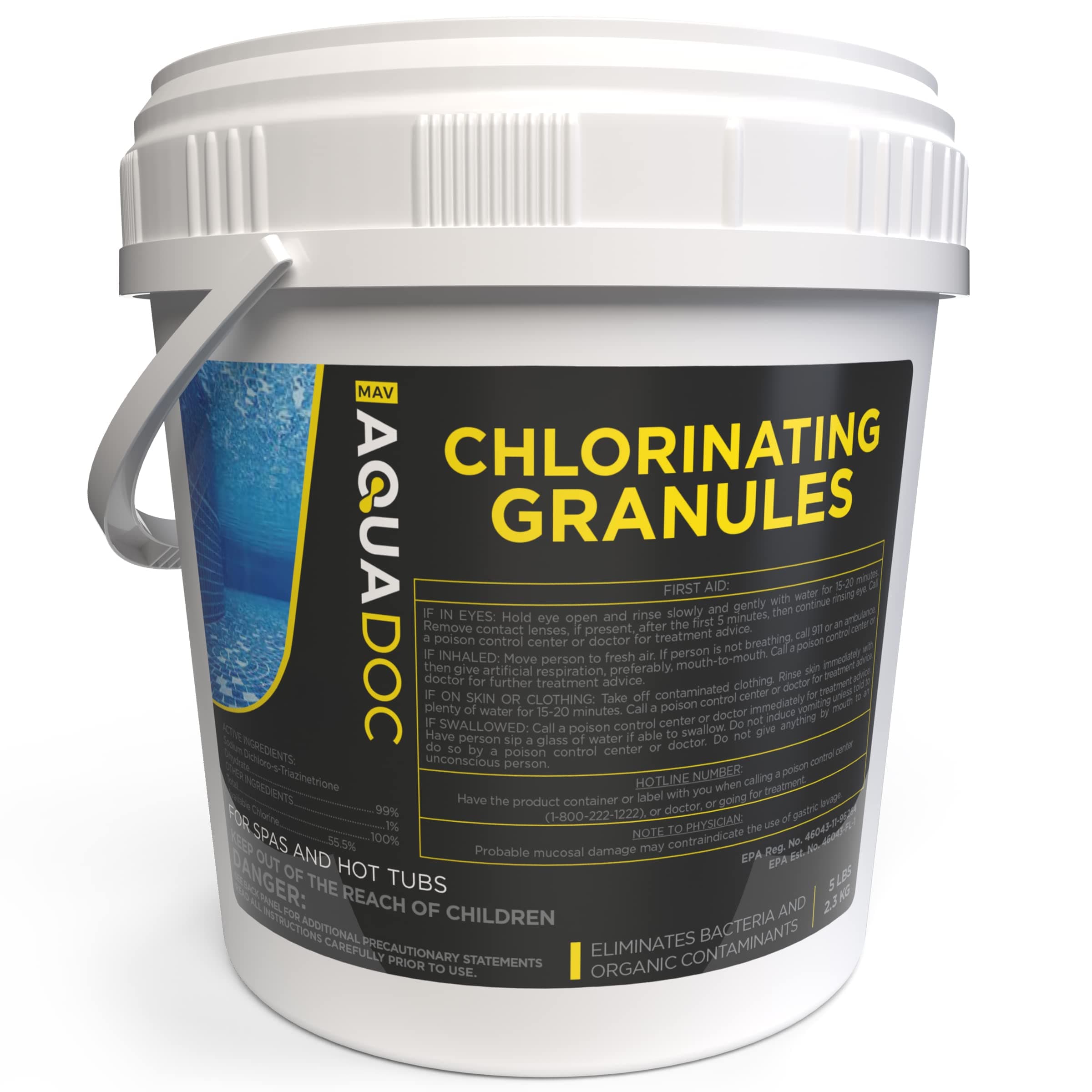 Spa Chlorine for Hot Tub Sanitizer - 5lb - Quick Dissolving Hot Tub Chlorine Granules, Spa Chemicals Made in The USA - AquaDoc