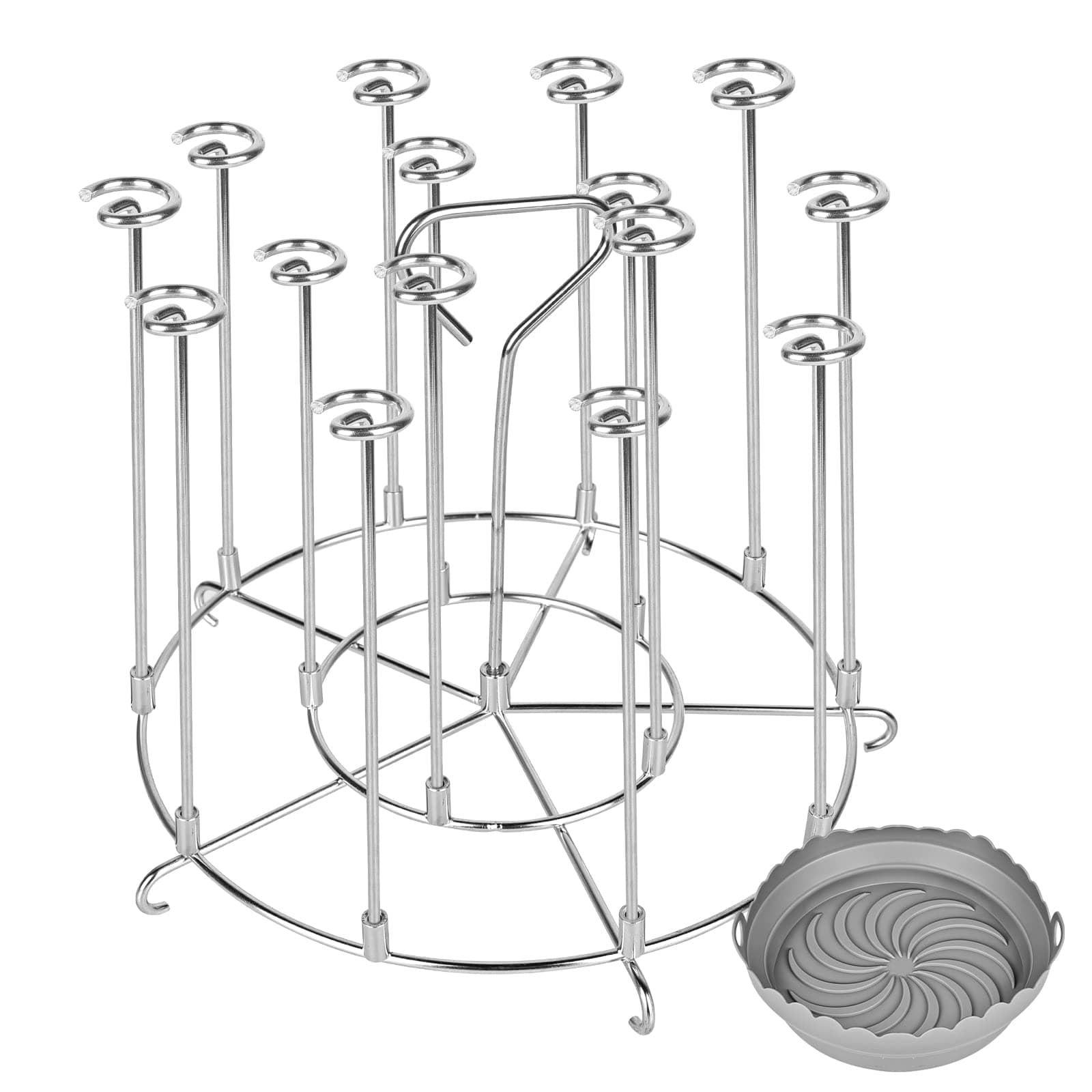 Skewer Stand with Air Fryer Silicone Pot, Skewer Stand for Ninja Foodi, Stainless Steel Skewers Rack Holder for Ninja Foodi 8 Quar, Kebab Skewers Rack Air Fryer Accessories for Kitchen Cooking BBQ