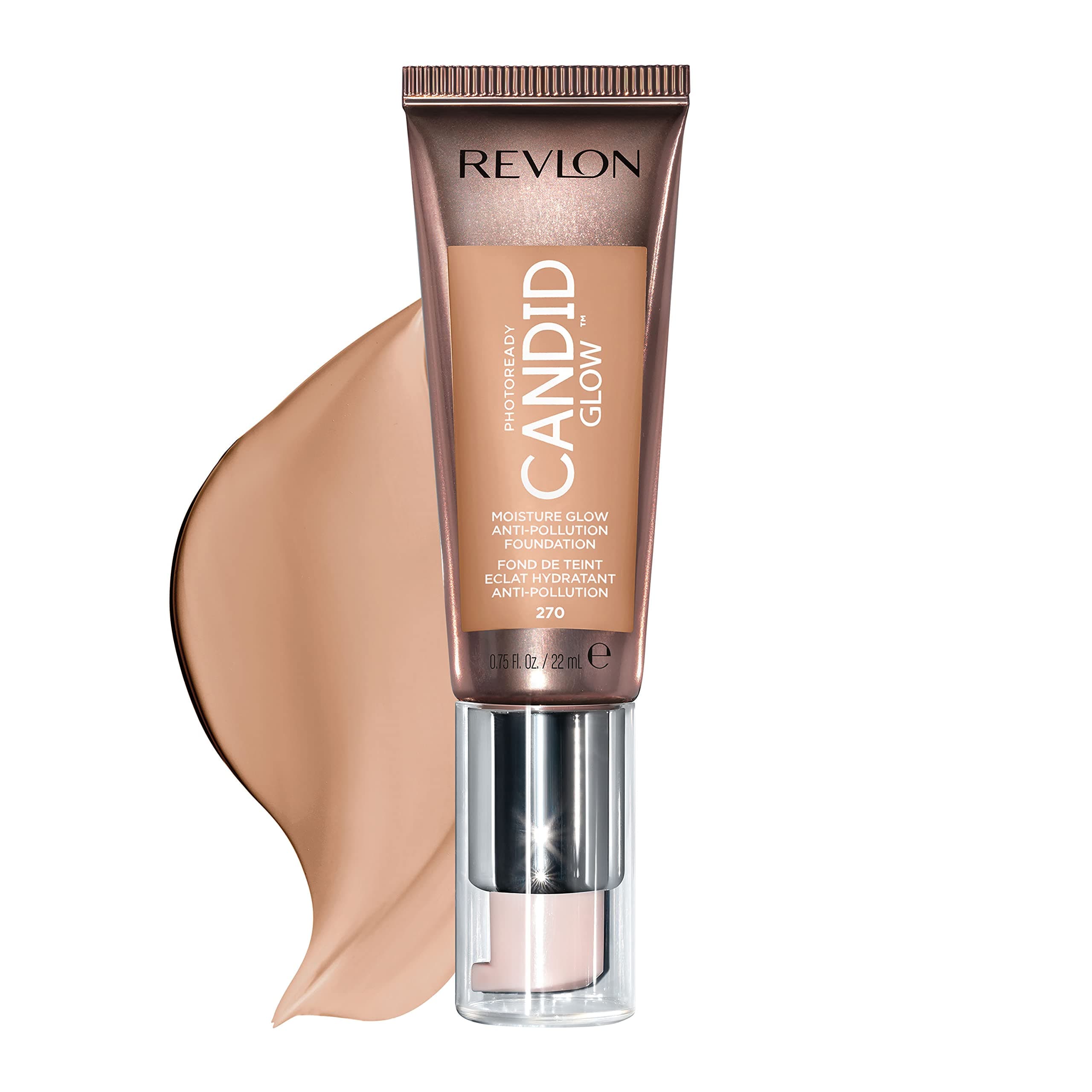 PhotoReady Candid Glow Moisture Glow Anti-Pollution Foundation with Vitamin E and Prickly Pear Oil, Anti-Blue Light Ingredients, without Parabens, Pthalates, and Fragrances, Medium Beige, 0.75 oz