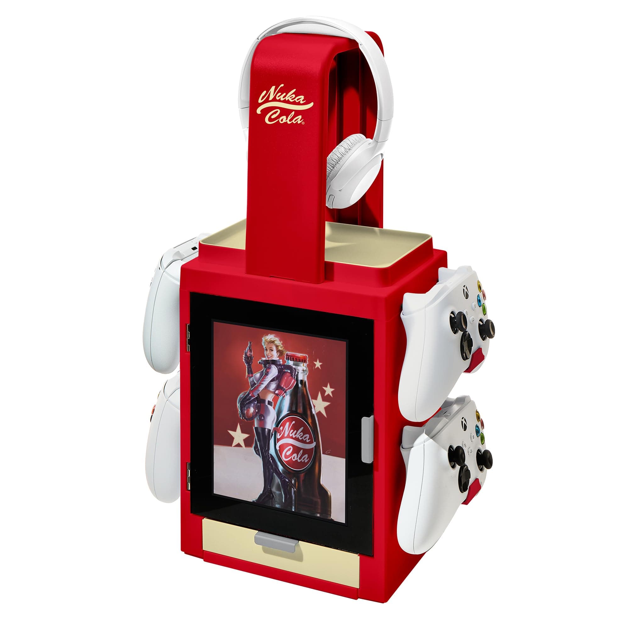 Numskull Official Fallout Nuka Cola LED Light Gaming Locker, Controller Holder & Headset Stand for PS4/PS5 & Xbox Series X|S - Multiple LED Lighting Settings - Official Fallout Merchandise