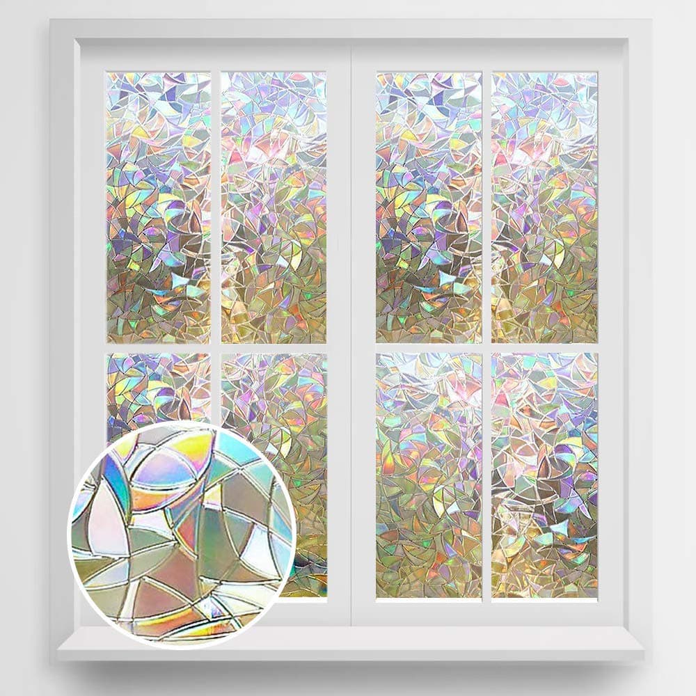 MZY1188 3D Non-Adhesive Window Film,Rainbow Effect Privacy Decal Glass Sticker Decorative Window Films For Door office Glass