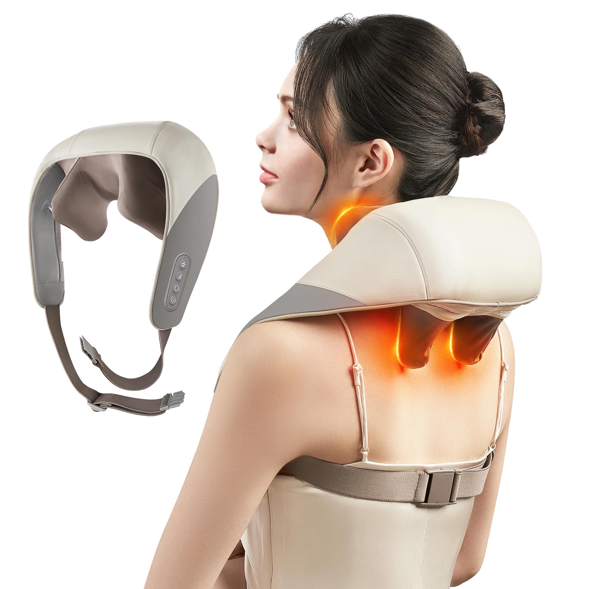 SORELAX Mini Shiatsu Neck Massager, Shoulder Massager with Heat for Pain Relief Deep Tissue, Neck, Back, Shoulder, Leg Electric Kneading Massager, Perfect Gifts for Men Women Dad Mom (Grey)