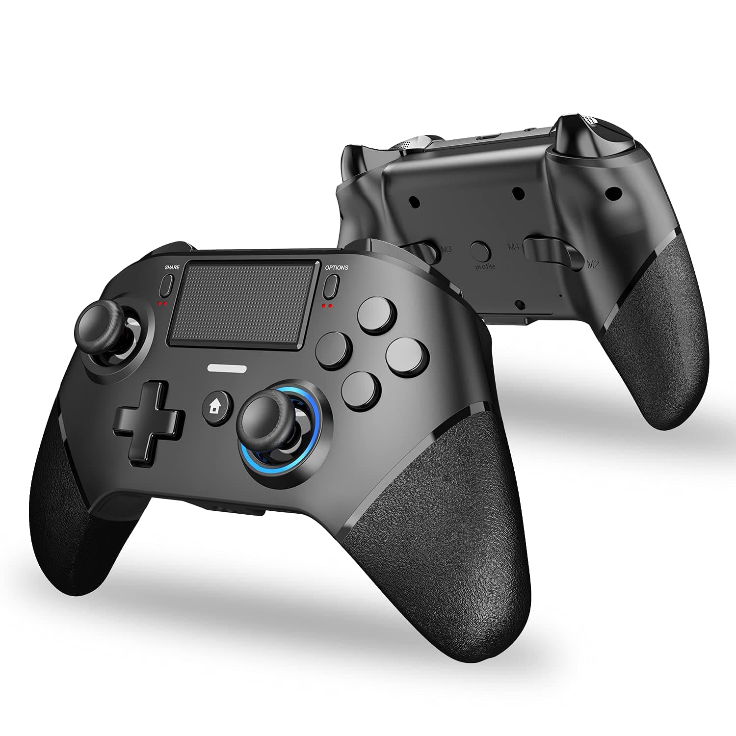 GCHT GAMING Wireless PS4 Controller with Paddles, Hall Joystick and Hall Trigger, Turbo, Vibration, Gyroscope - Compatible with PS4/PRO/Slim/PC (Steam) - (Dark Black)