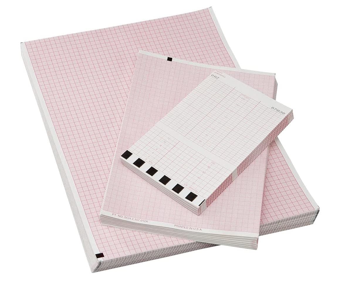 Mortara 716-0234-00 Assurance 50 ECG Recording Paper for Model Burdick Eclipse LE, LEII, E550, E560, E350, E600, Extol, Perforated with Blank Header, 8.5" x 11" Size (Pack of 2000)