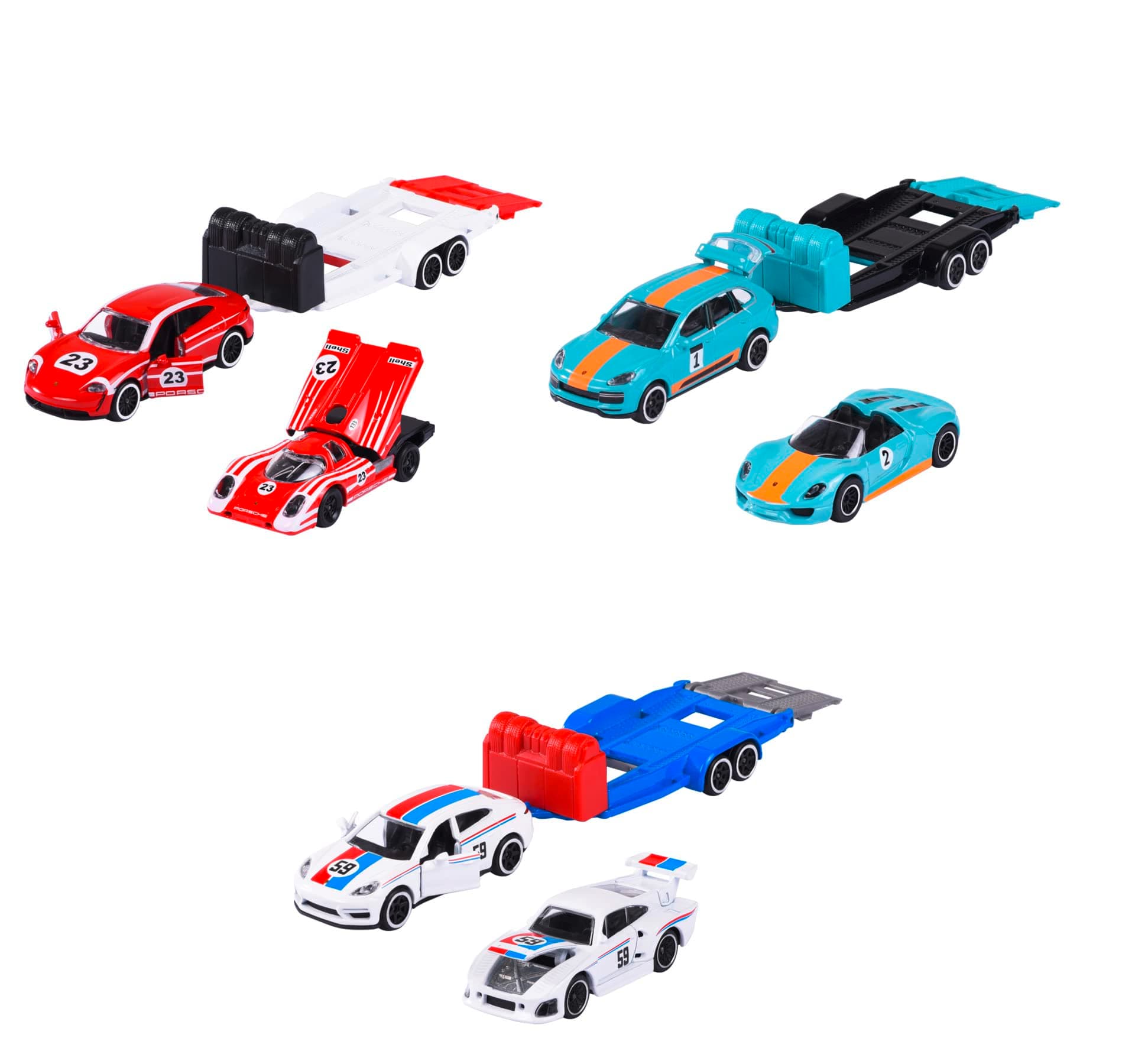 Majorette Porsche Race Trailer Assortment 3-asst. Random Set