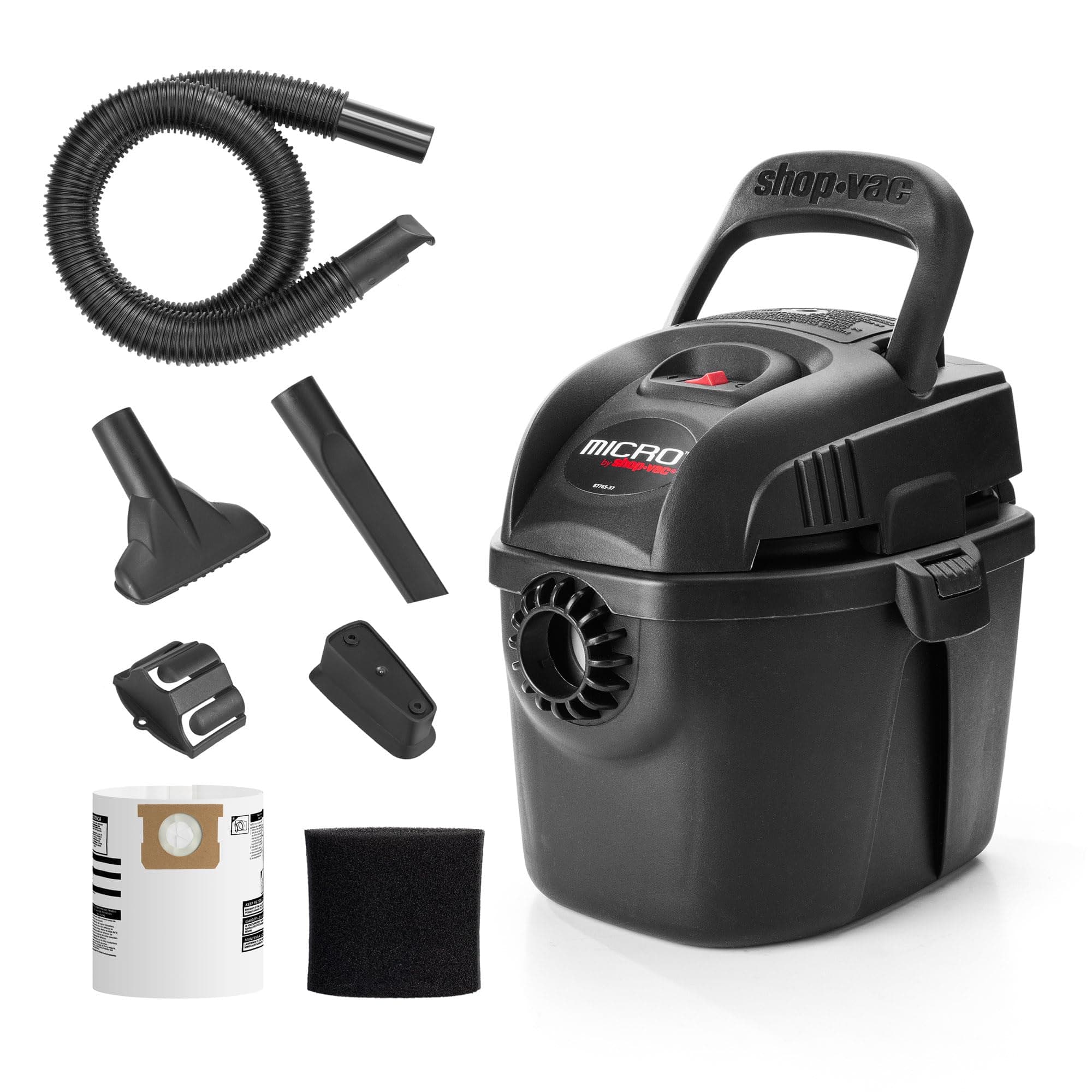 2021005 1 Gallon Micro Wet/Dry Vacuum, 1.0 Peak HP, 1.25 Inch Diameter x 4 Foot Hose, 6 Food Cord, Lightweight And Portable, Quick Wet/Dry Pickup
