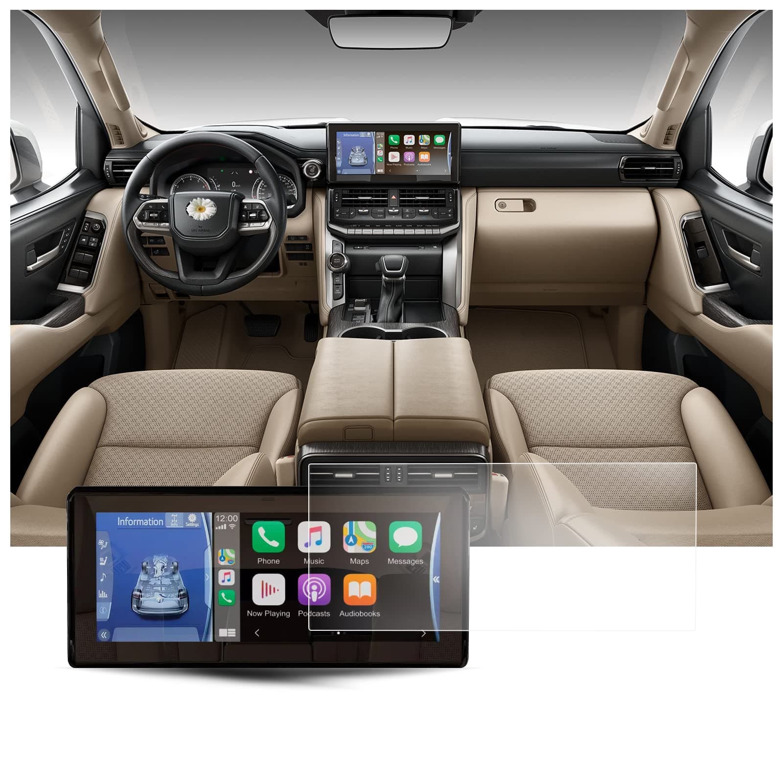 BIXUAN 2PCS PET Screen Protector Compatible with Land Cruiser LC300 12.3-inch Touch Screen Plastic Navigation Display Screen Protective Film