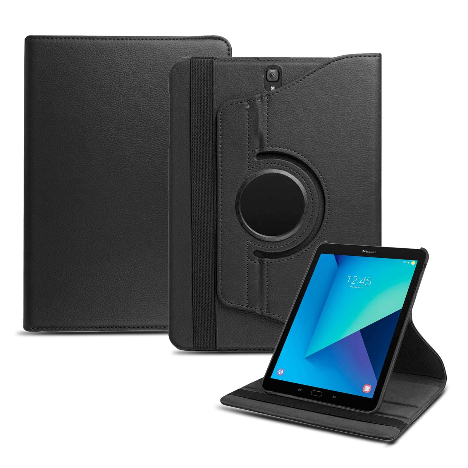 Samsung Galaxy Tab S3 9.7 Inch Case - 360 Degree Rotating Stand Leather Flip Case Protective Cover for Samsung Galaxy Tab S3 9.7 T820 T825 (Black)