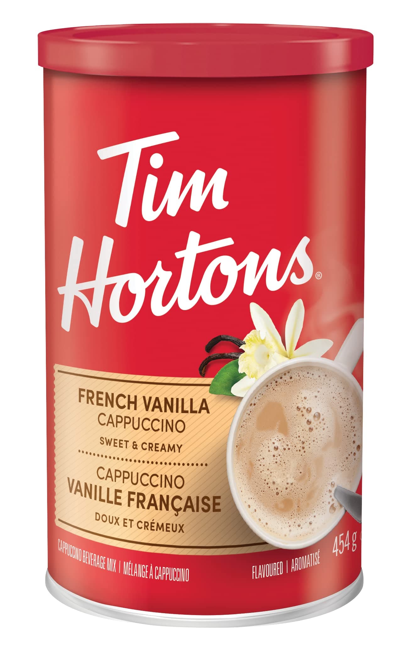 Tim Hortons Instant Cappuccino, French Vanilla Powder, 16 Ounce Can