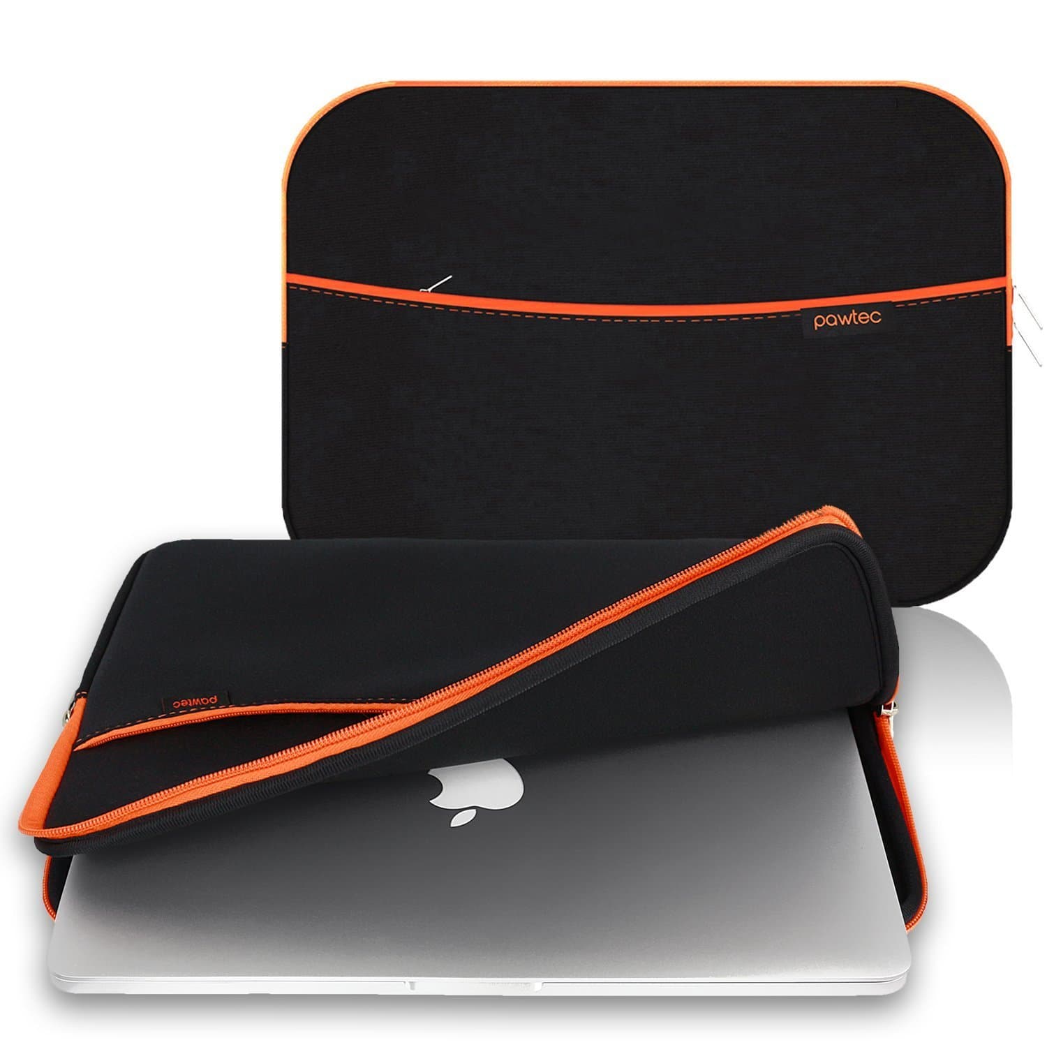Pawtec Neoprene Sleeve Protective Storage Carrying Case - Compatible with MacBook 15-Inch Pro/Retina - with Extra Storage Pocket for Accessories and Wall Charger (Black, for 15" MacBook)