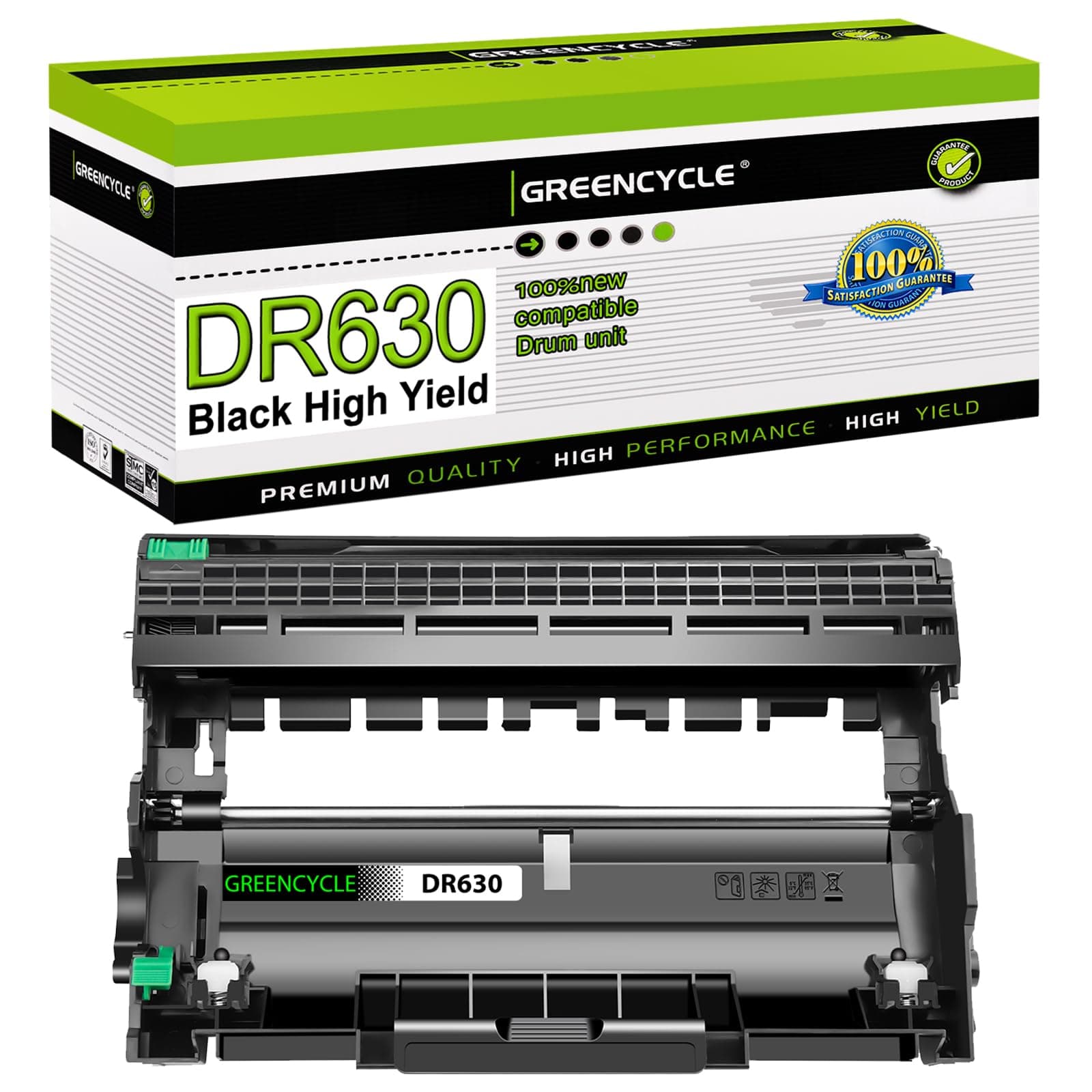 greencycle 1 Pack DR630 DR-630 Drum Unit (No Toner) Replacement Compatible for Brother HL-L2300D HL-L2340DW HL-L2380DW DCP-L2540DW MFC-L2700DW MFC-L2740DW Laser Printer (High Yield, Black)