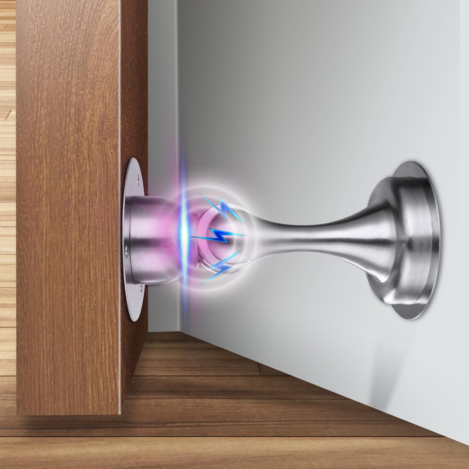 2 Pack Magnetic Door Stoppers, Door Wedges Indoors Stoppers for Skirtings Floor Doorstops with Catch 3M Self Adhesive/Conceal Screws Mounted, Magnetic Door Catchfor Home Office, Patio