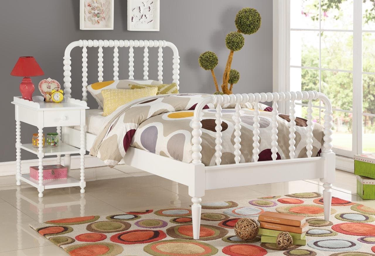 InRoom Furniture Designs White Finish Wood Jenny Lind Twin Size Bed
