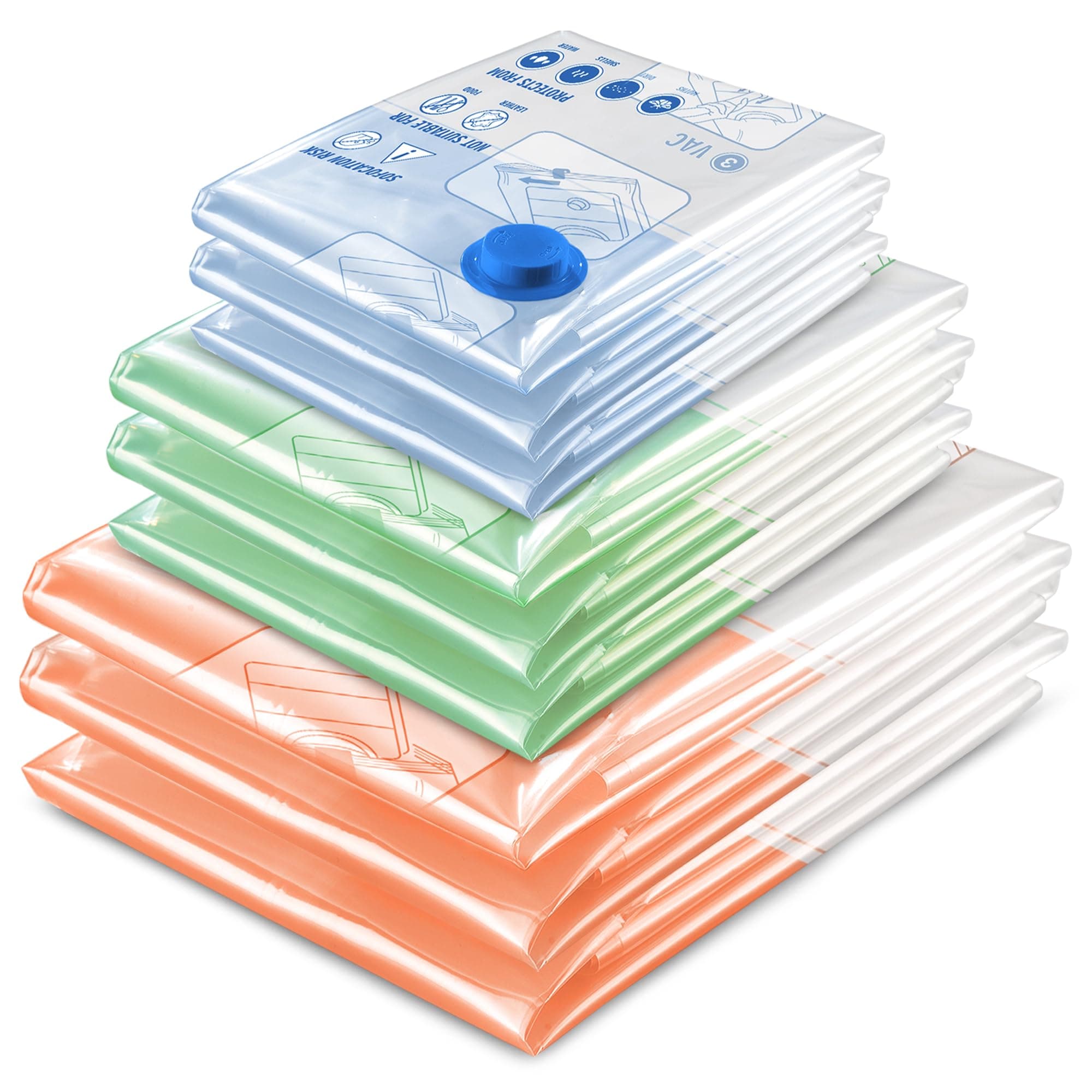 STORAGE MASTER Space Saver Bags for Travel and Home Reusable Vacuum Storage Bags Save 80% More Storage Space Work with Vacuum Cleaner (9 Combo, No Pump Included)