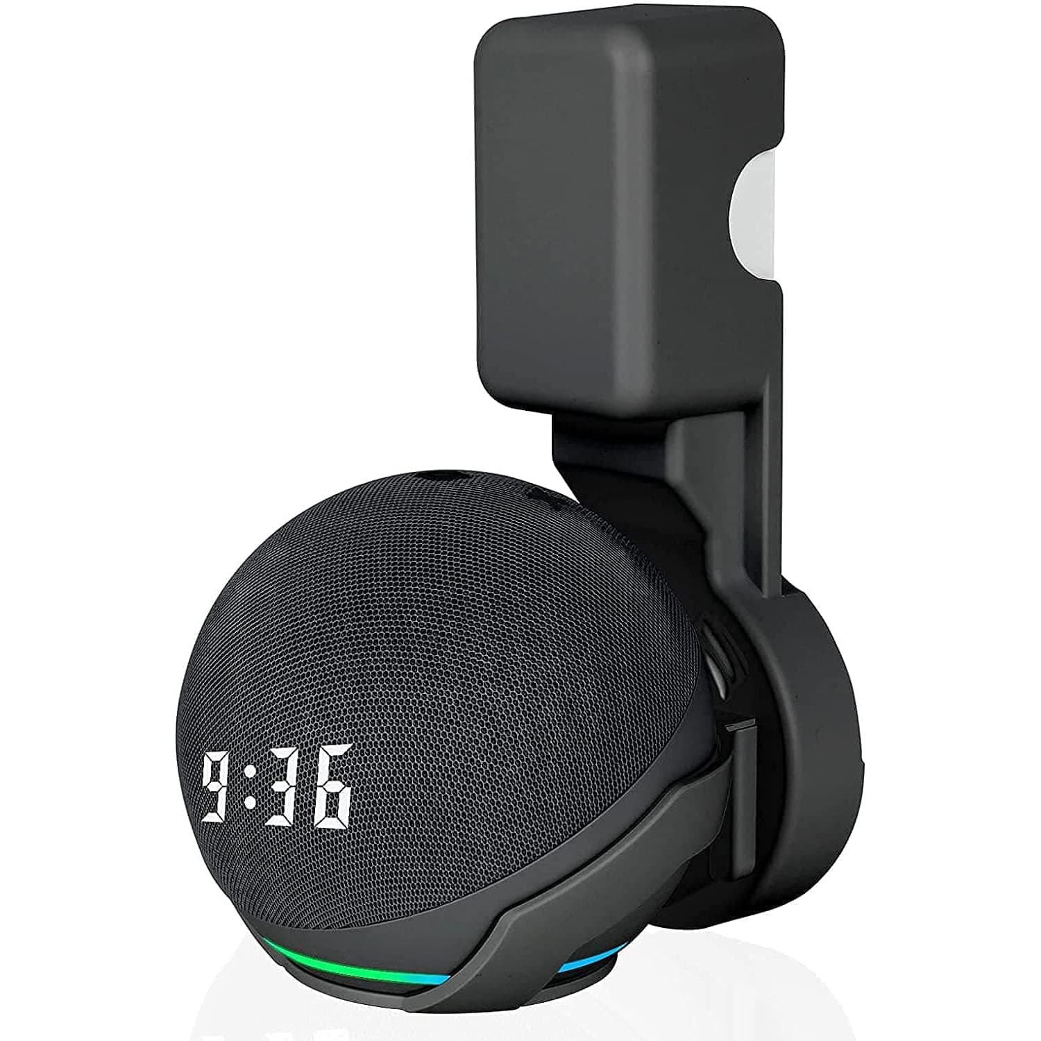 Outlet Wall Mount Hanger Holder Stand Accessories Case Built-in Plug Cable Management for Echo Dot 4th Gen/Echo Dot 5th Gen Smart Speaker (Black)