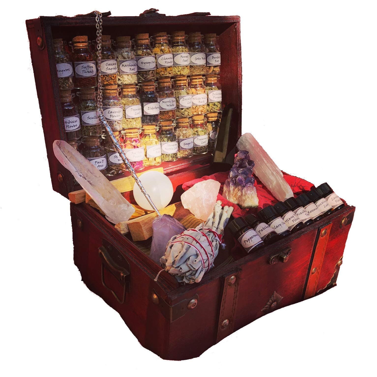 Huge Witchcraft KIT ~ Witch Alter Sets ~ Wand kit ~ Potion kit ~ Crystal Witchcraft ~ spellbook ~ Book of Shadows ~ Cigar Box