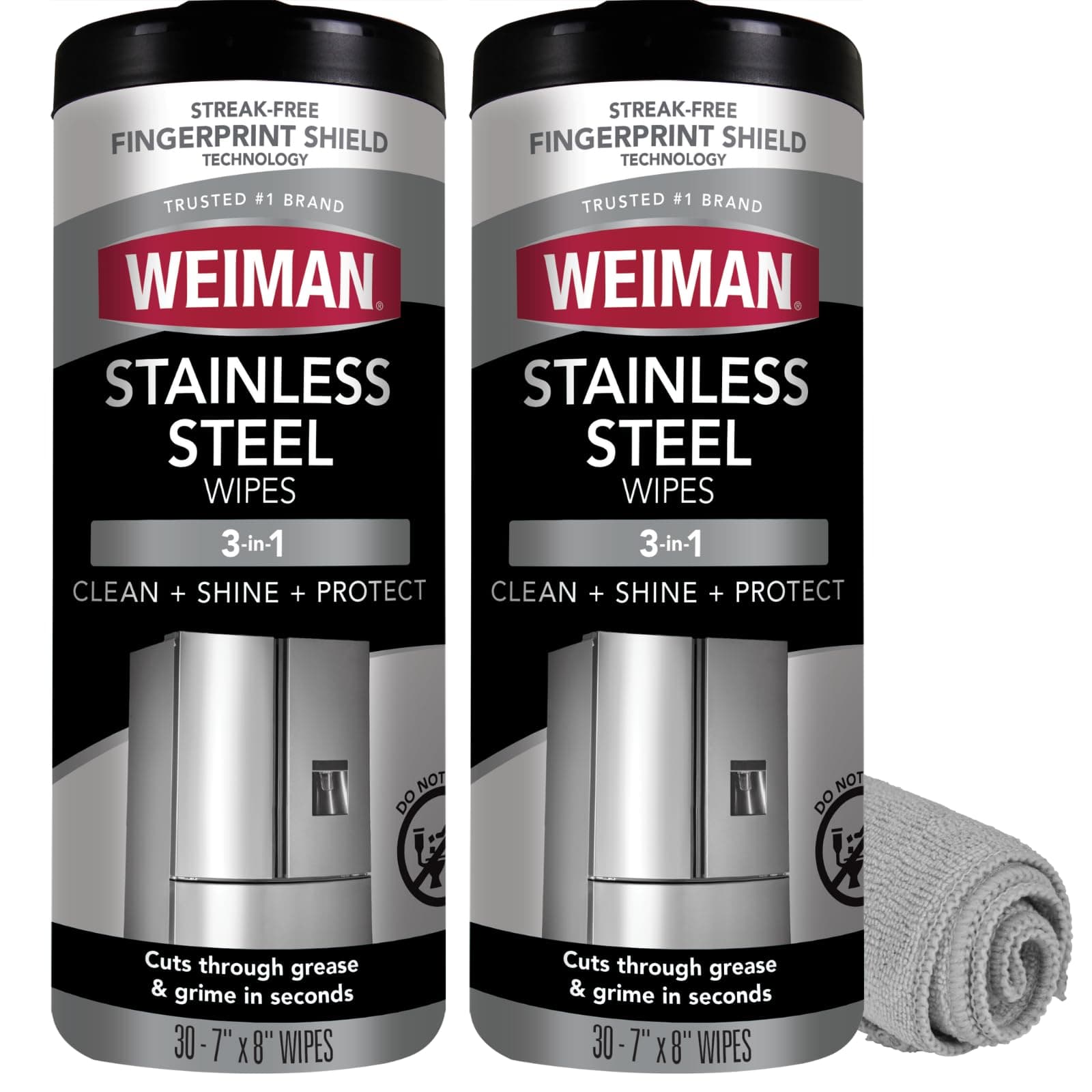 Stainless Steel Cleaner & Polish Kit, 2 Wipes & Cloth, Anti-Fingerprint, Removes Grease, Water Spots, Streaks & Residue, Polishing Cleaner Safe for Appliances, Chrome, Sinks & Grill Exteriors