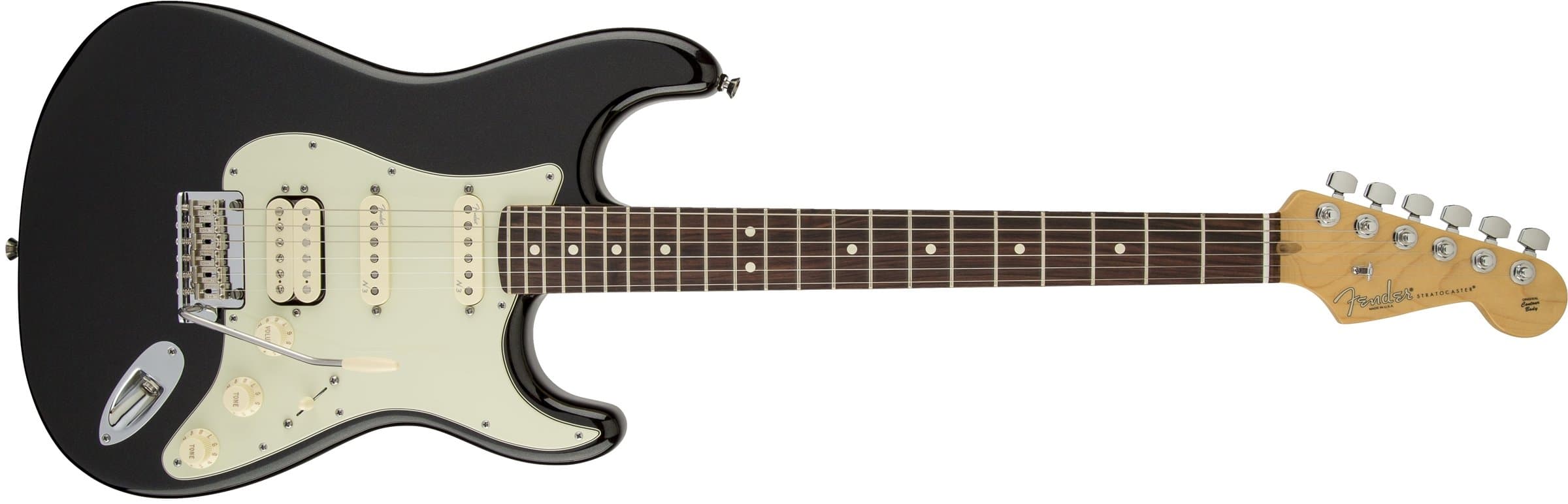 Fender American Deluxe Stratocaster Plus HSS Electric Guitar with Rosewood Fingerboard and Hardshell Case - Mystic Black