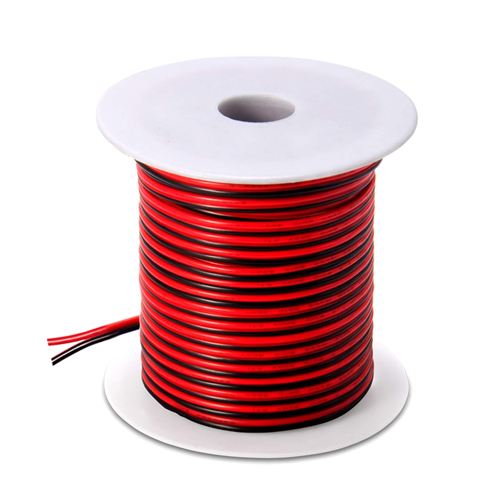 100FT 18 AWG Gauge Electrical Wire, DC 12V Hookup Red Black Copper Stranded Auto 2 Cord, Flexible Extension Cable with Spool for LED Ribbon Lamp Light or Low Voltage Products by MILAPEAK