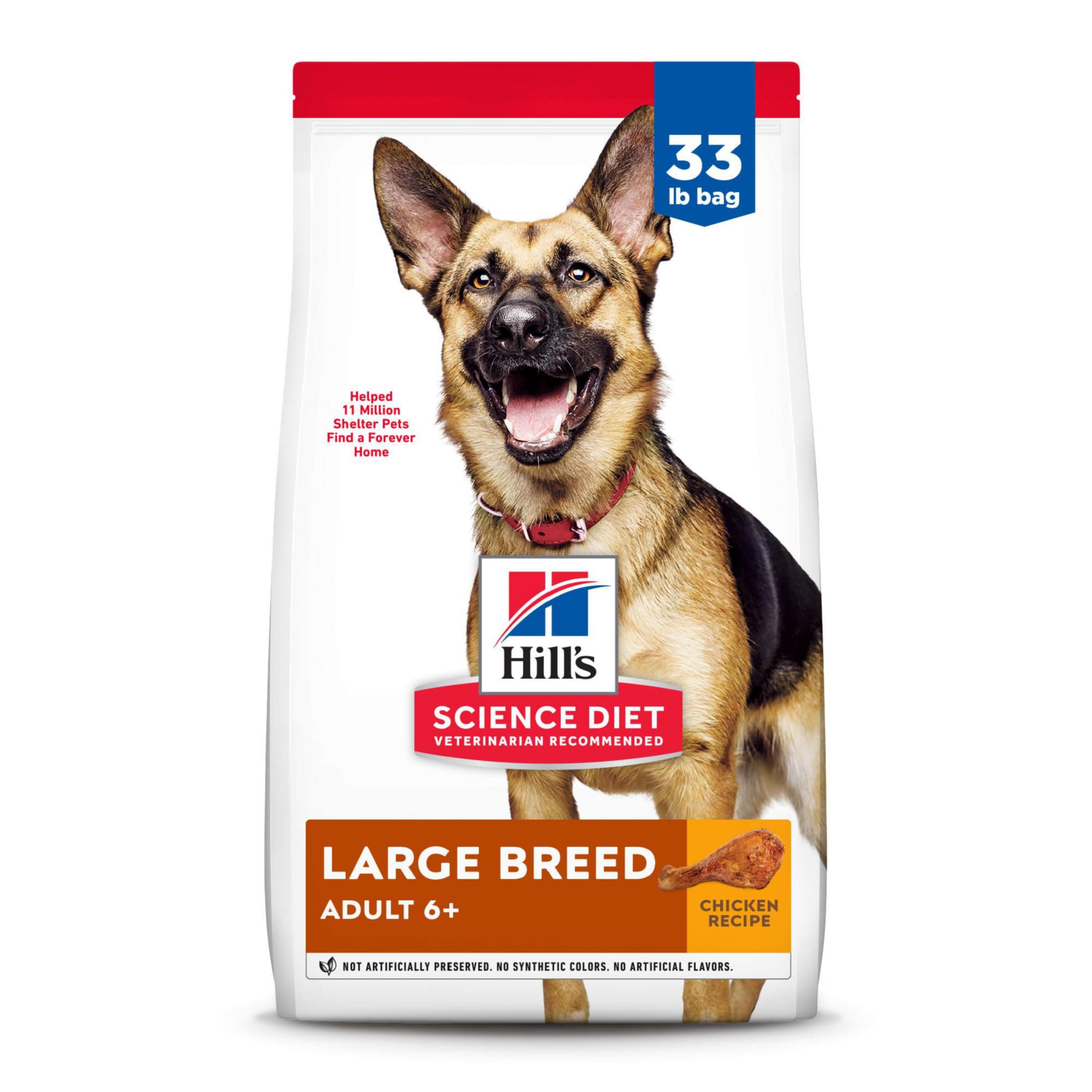 Hill's Science Diet Adult 6+ Large Breed Dry Dog Food, Chicken, 33 lb. Bag