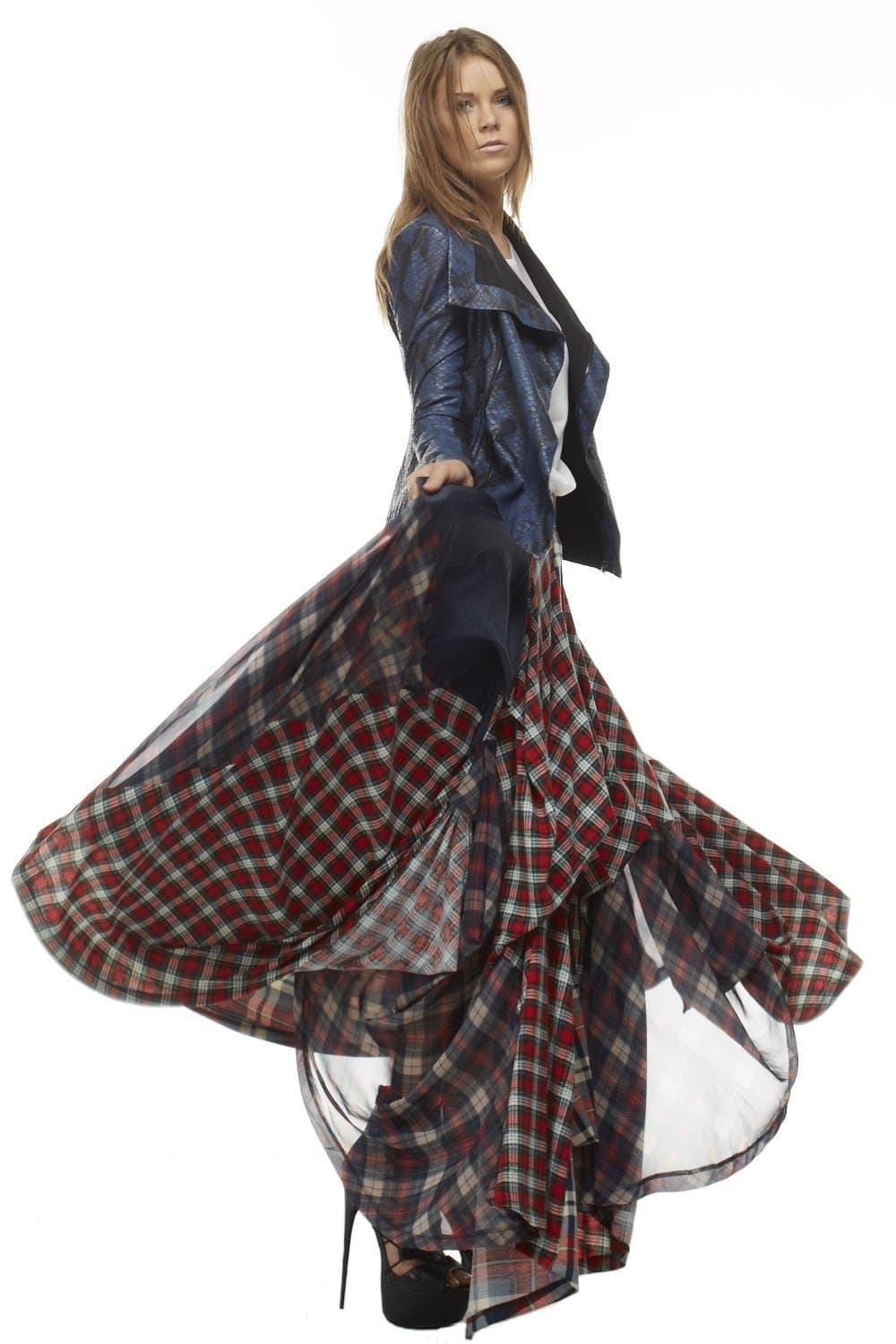 Tov The Damsel`s Plaid Maxi Skirt Punk Princess Pick Up Pleats