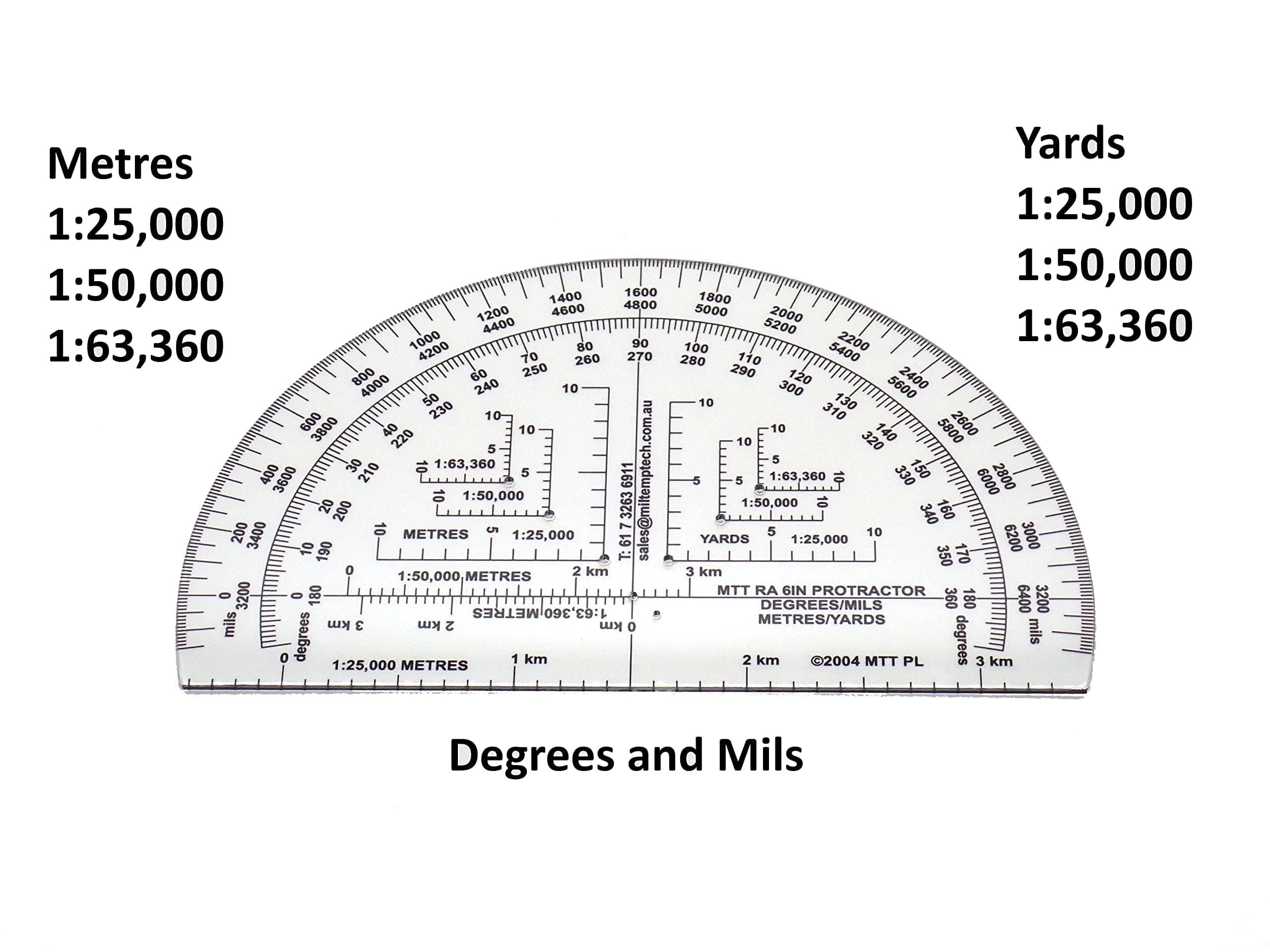 MTT PL - Degrees Mils Meters Yards Protractors