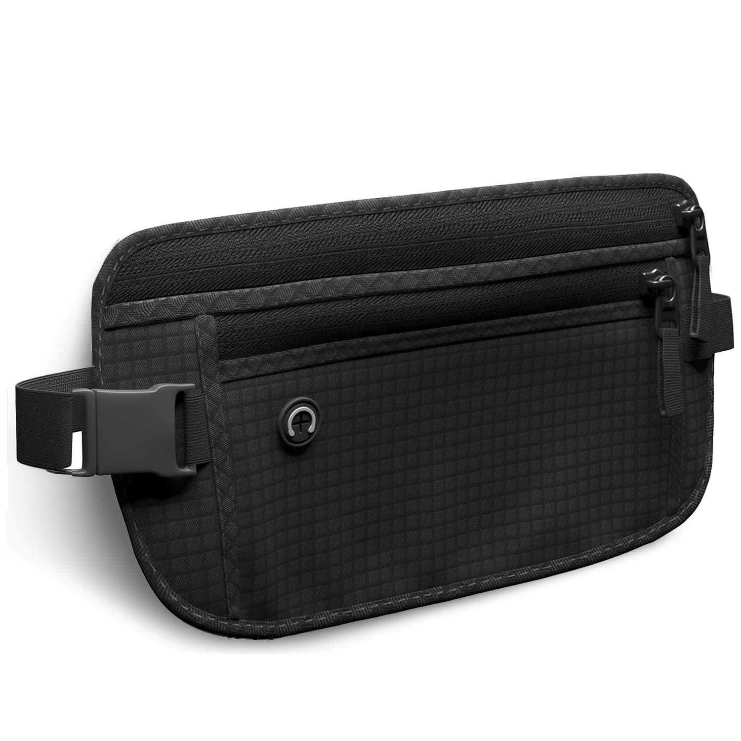 Slim Running Belt for Fitness and Workout, Bounce Free RFID Blocking Money Belt Waist Pack for Men and Women Phone Holder Will Fit All