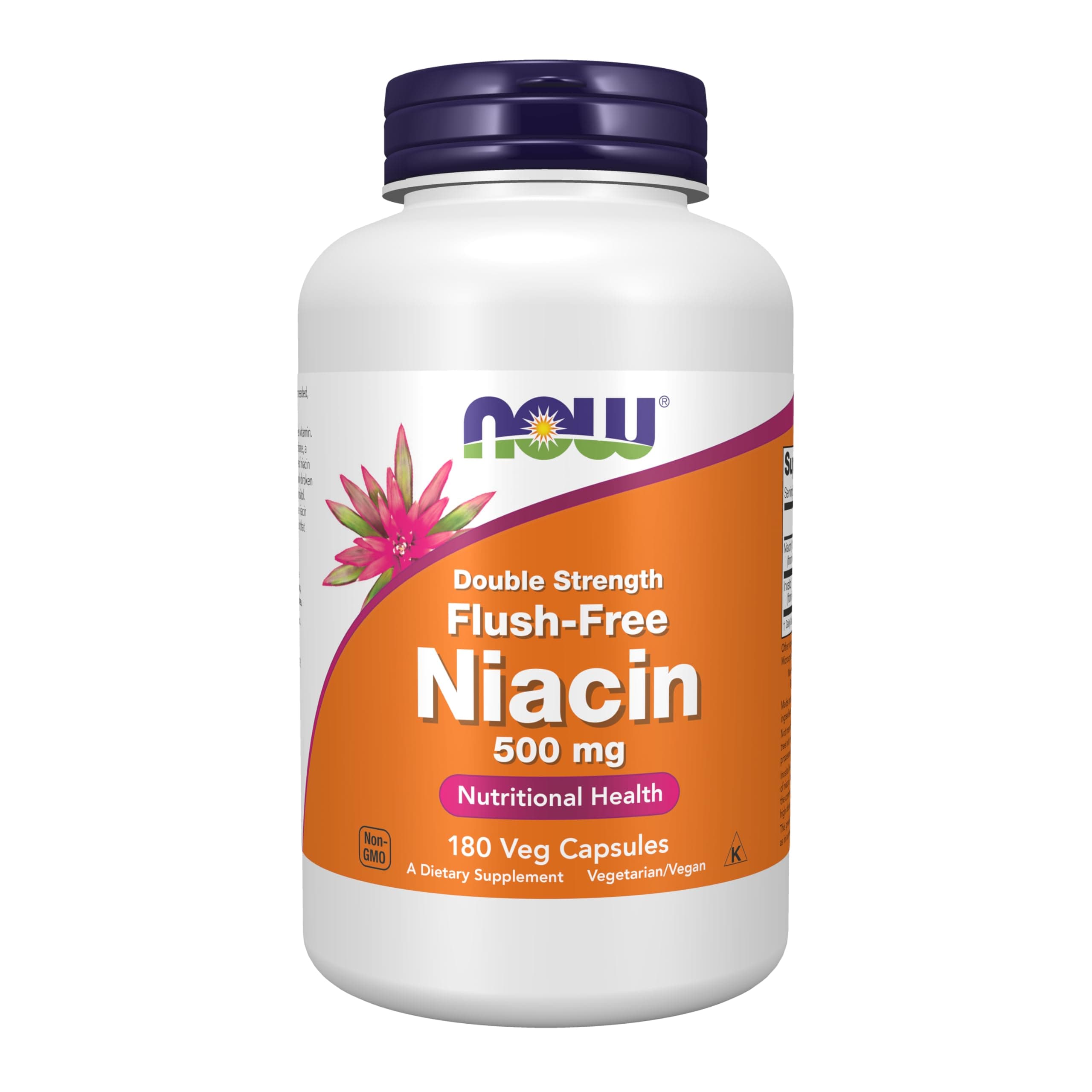 Supplements, Niacin (Vitamin B-3) 500 mg, Flush-Free, Double Strength, Nutritional Health, 180 Veg Capsules