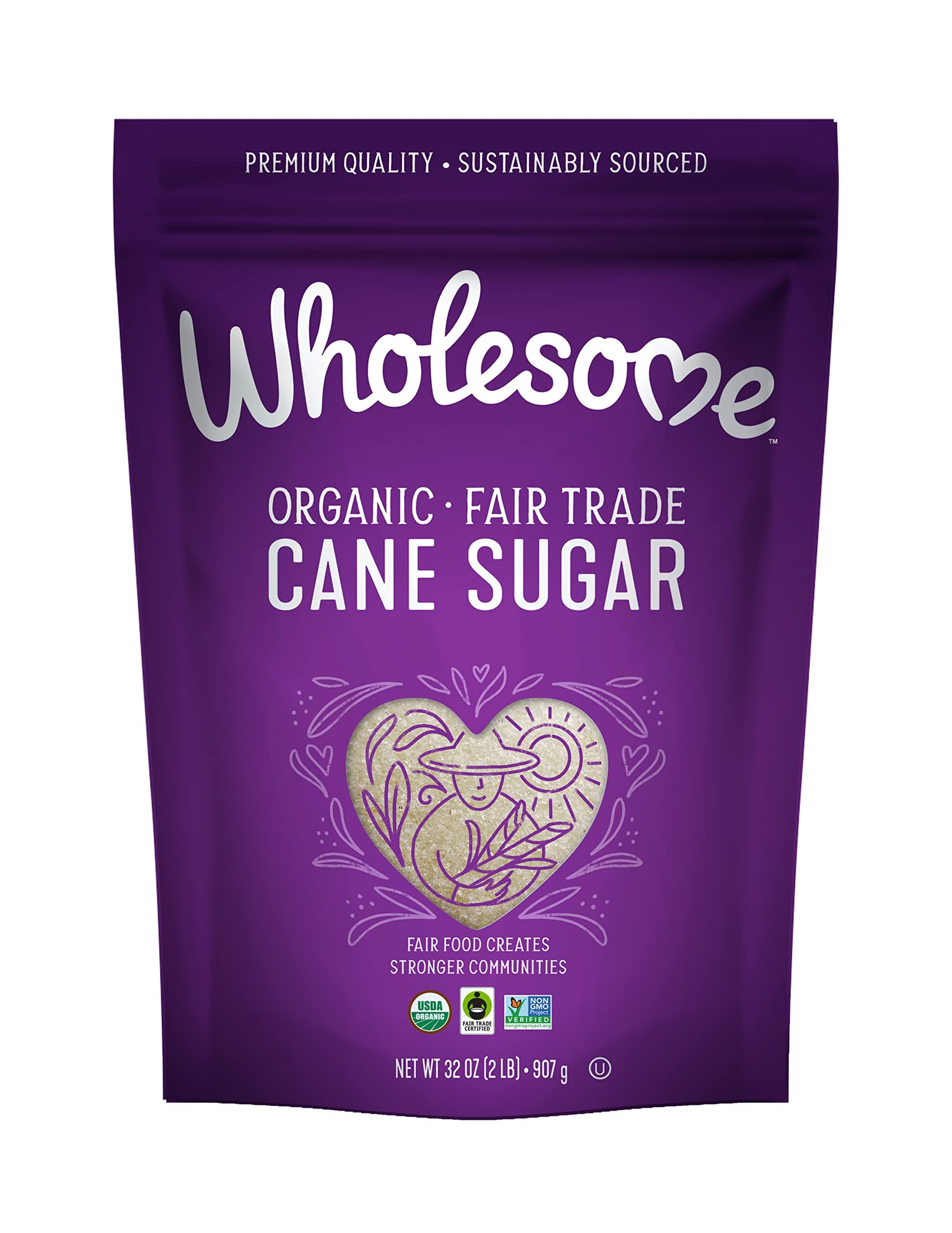 - Sweeteners 32-Ounce Organic Cane Sugar, Fair Trade, Non GMO, Gluten Free, Pure & Vegan, for Baking and Sweetening, 6 Pack
