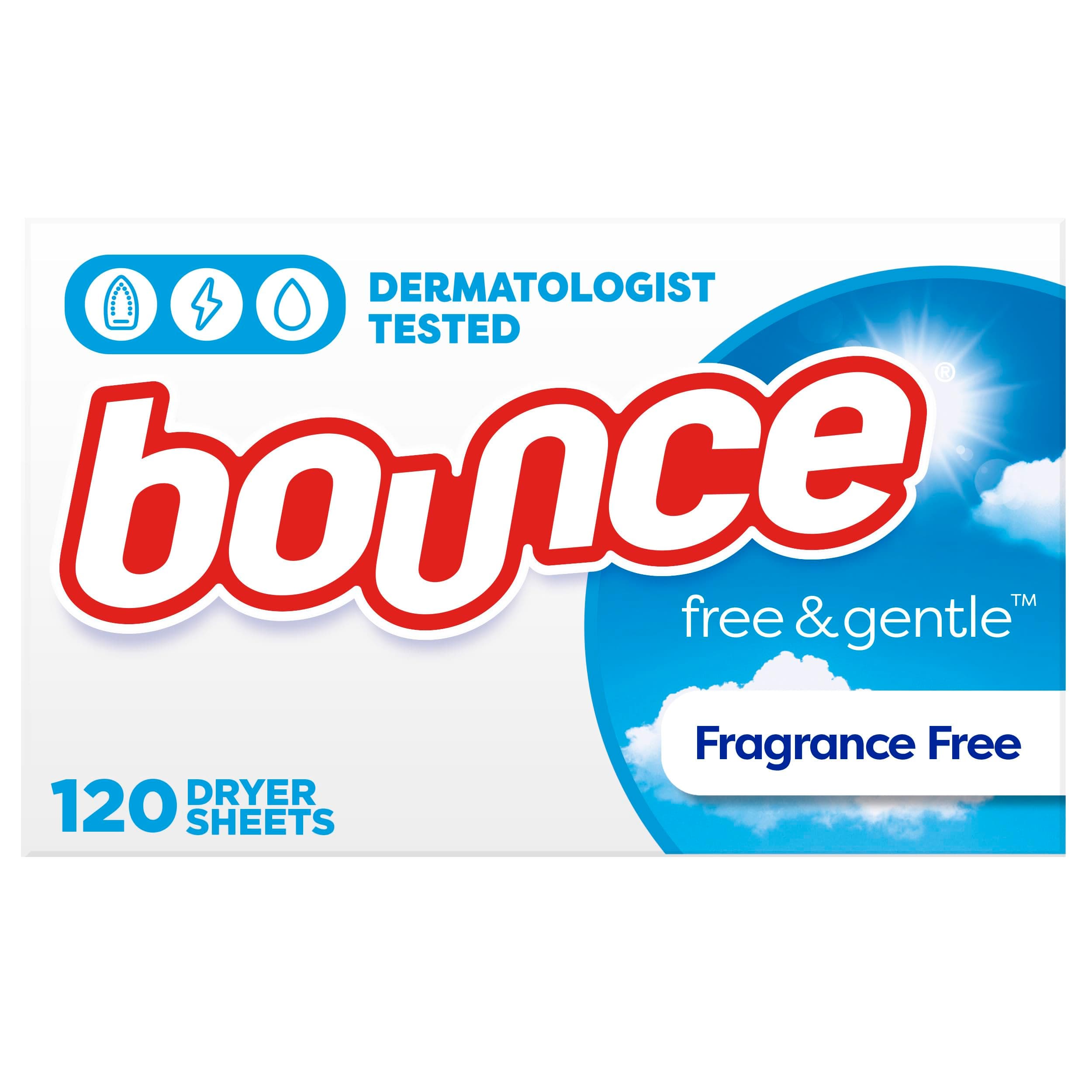 Bounce Free & Gentle Unscented Dryer Sheets (Pack of 120)