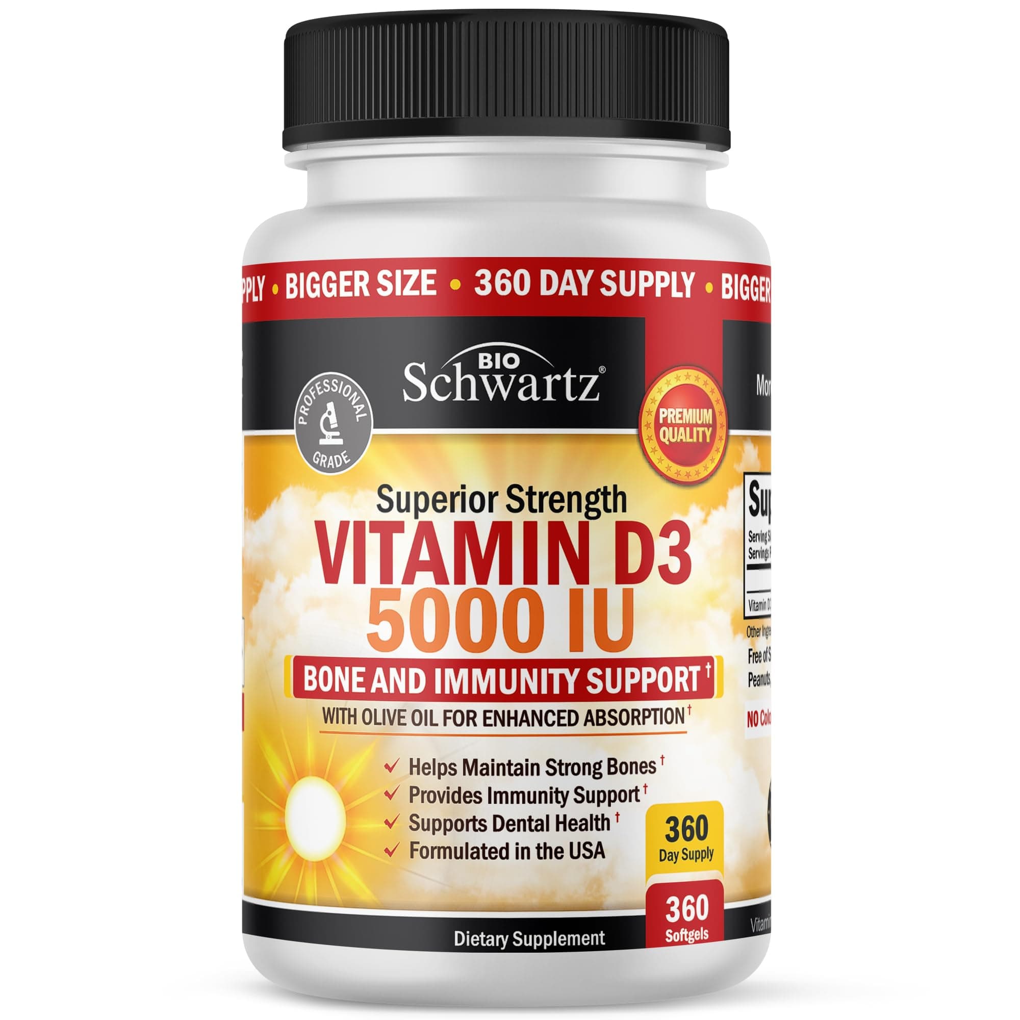 BioSchwartz, Superior Strength Vitamin D3, 5,000 IU, 360 Softgels
